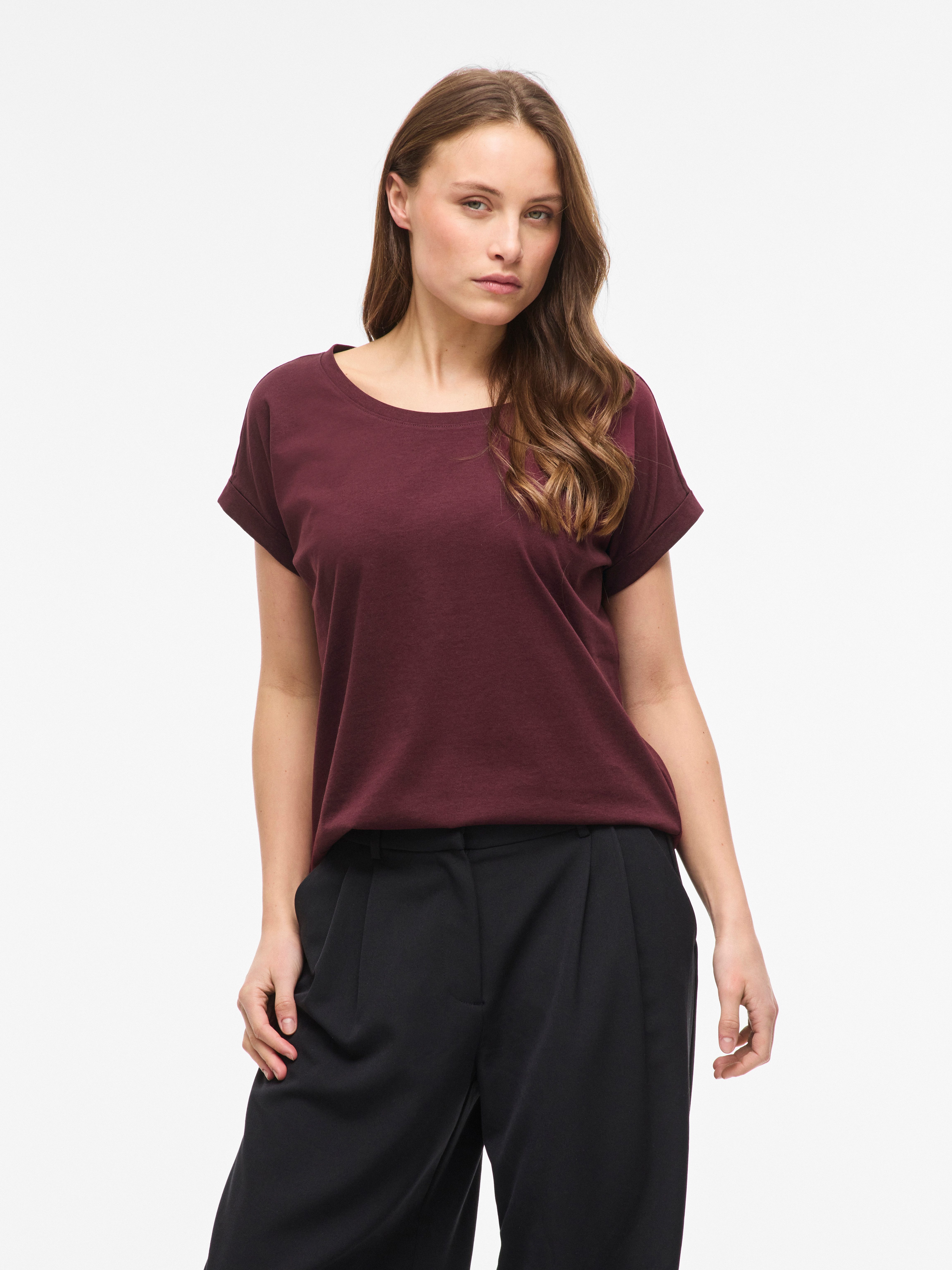 Vila Rundhalsshirt VIDREAMERS NEW PURE T-SHIRT/SU-NOOS Baumwollmischung, regular fit