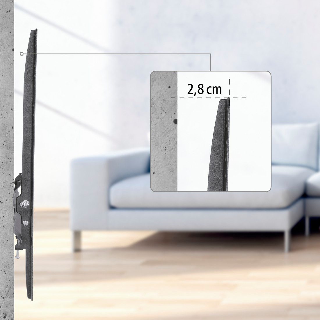 Hama TV-Wandhalterung Wandhalterung (neigbar, VESA 400x400, 32"- 65), (bis 65 Zoll) – Bild 4 von 5