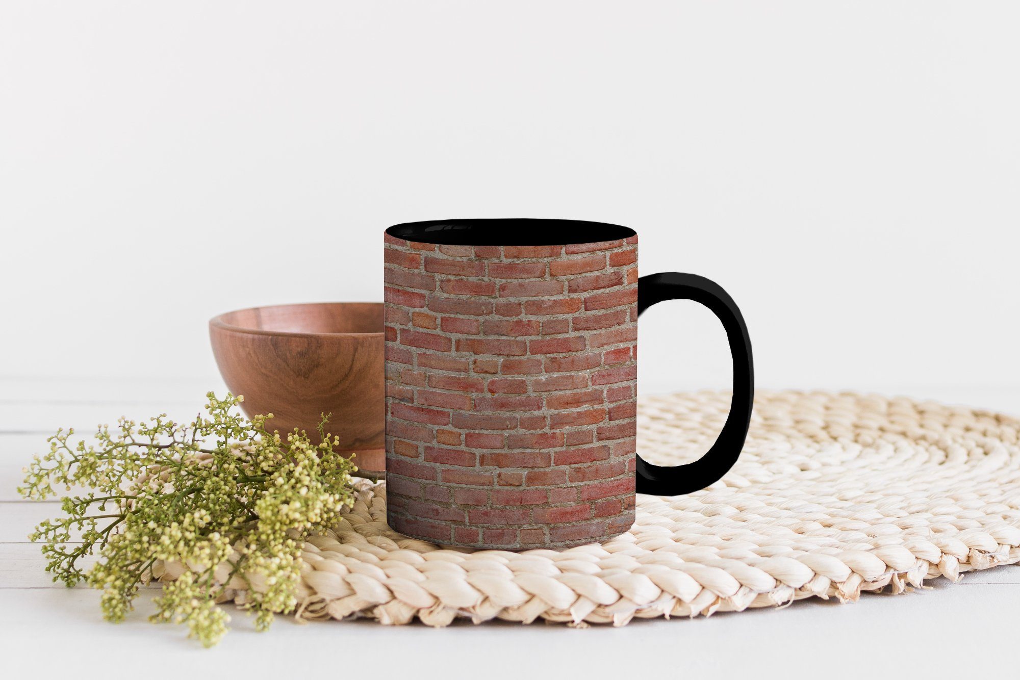 Muster, - Tasse - Ziegel Kaffeetassen, Keramik, Zaubertasse, Wand MuchoWow Geschenk Teetasse, Farbwechsel,