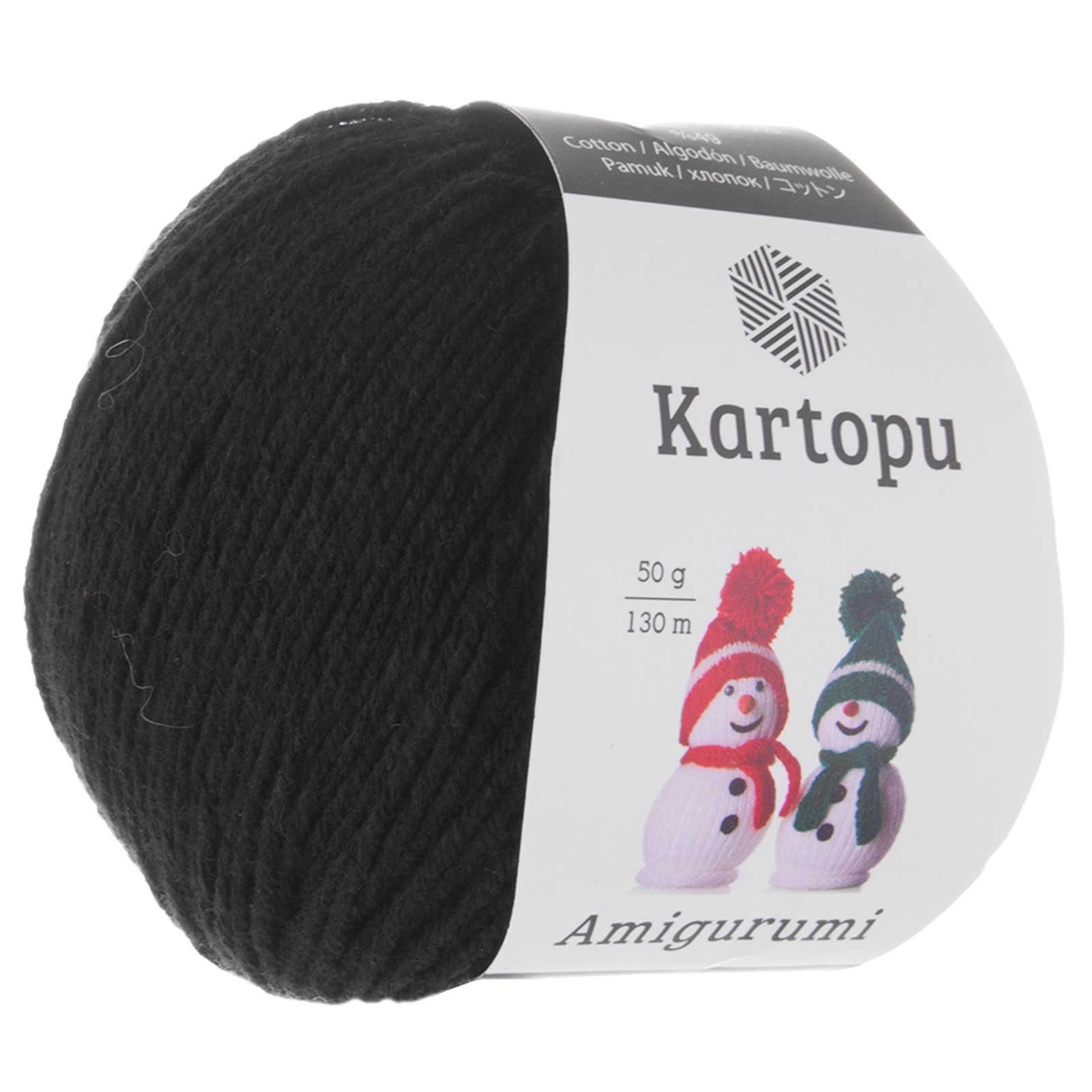 Kartopu 50g Strickgarn Kartopu Amigurumi Häkelwolle, 130 m, K940 schwarz