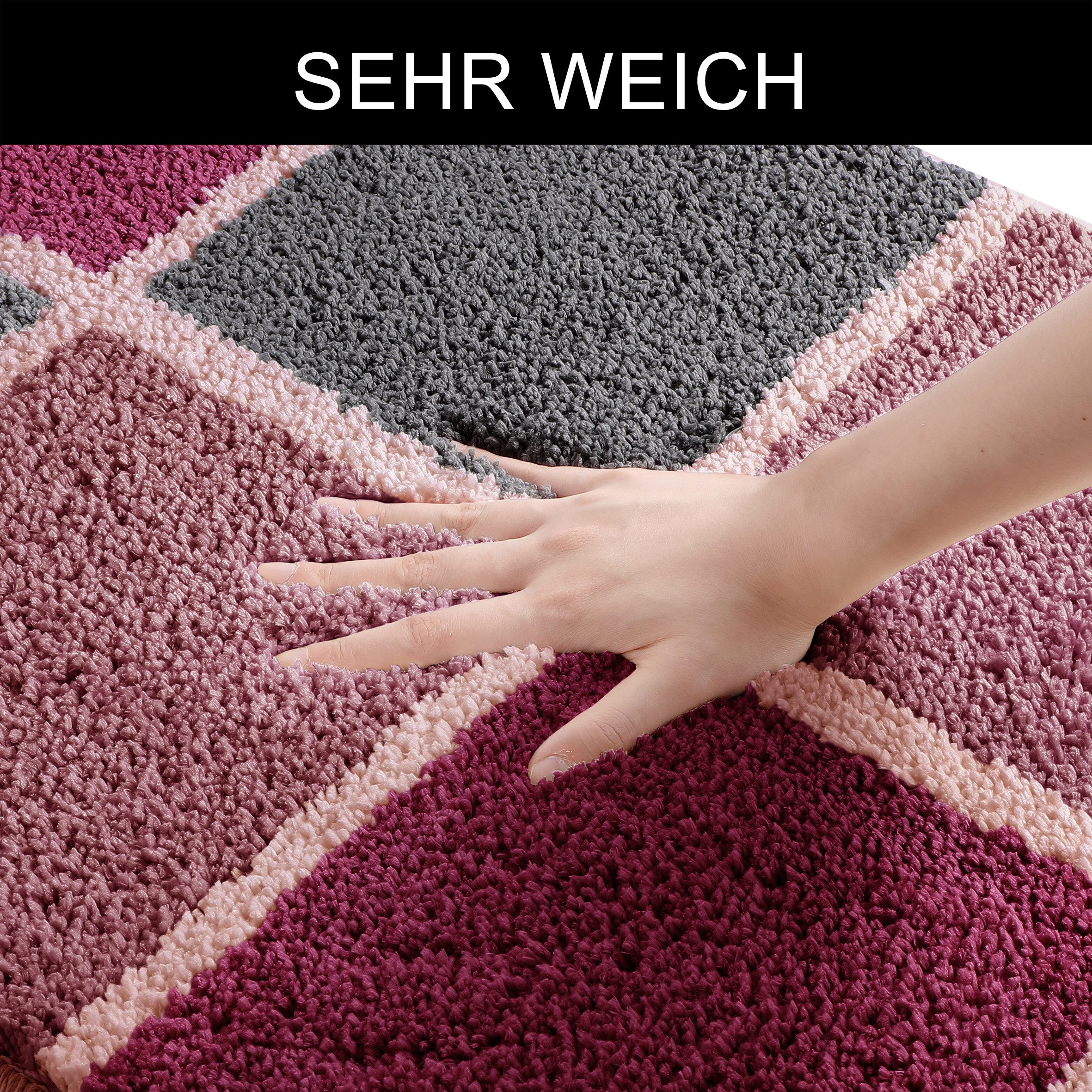 OTTO home Badematte Anna mit Kachelmuster, Badvorleger, Badezimmer Teppich, Duschvorleger, Höhe 20 mm, rutschhemmend beschichtet, strapazierfähig, Polyester, re – Bild 5 von 5