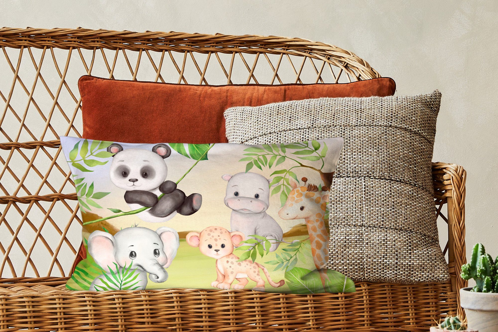 Dekoration, mit Kinder Dekokissen Schlafzimmer Füllung, Dekokissen Panda, MuchoWow - Zierkissen, - Wohzimmer Dschungeltiere