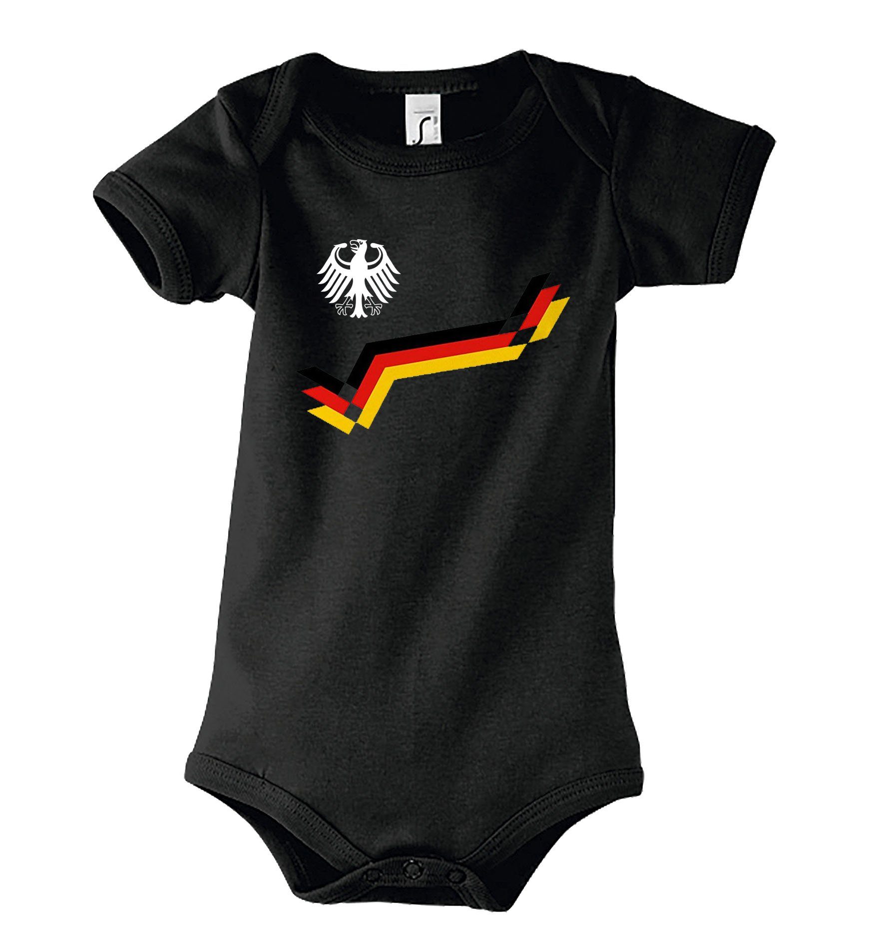 Youth Designz Strampler Deutschland Body Retro Fußball Trikot Look in tollem Design, mit Frontprint Schwarz