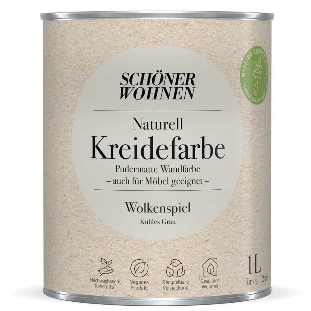 SCHÖNER WOHNEN FARBE Wandfarbe Schöner Wohnen Naturell Kreidefarbe 1,0 Ltr. Wolkenspiel