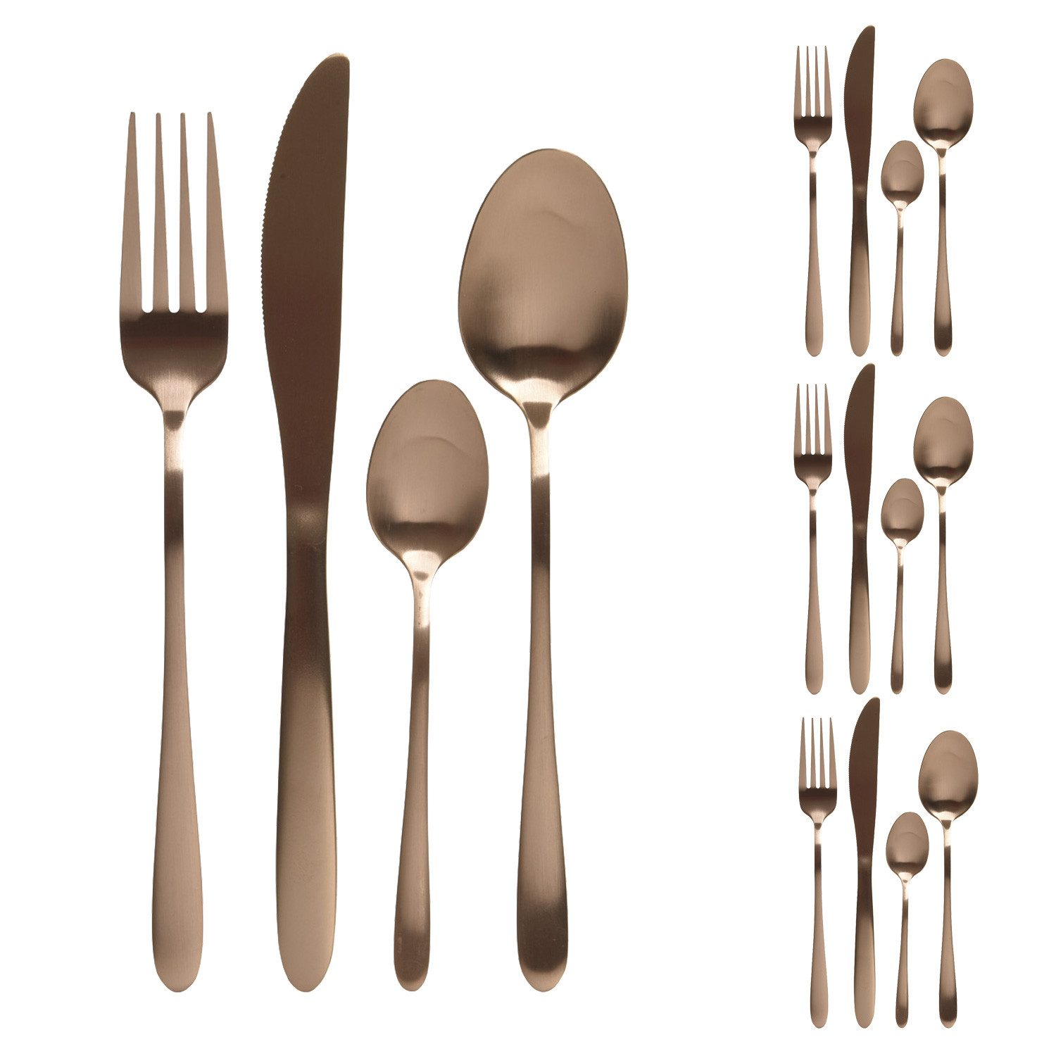 MARELIDA Besteck-Set Besteck Set BRIT f. 4Personen Edelstahl Tafelbesteck 16teilig roségold (1-tlg), Edelstahl