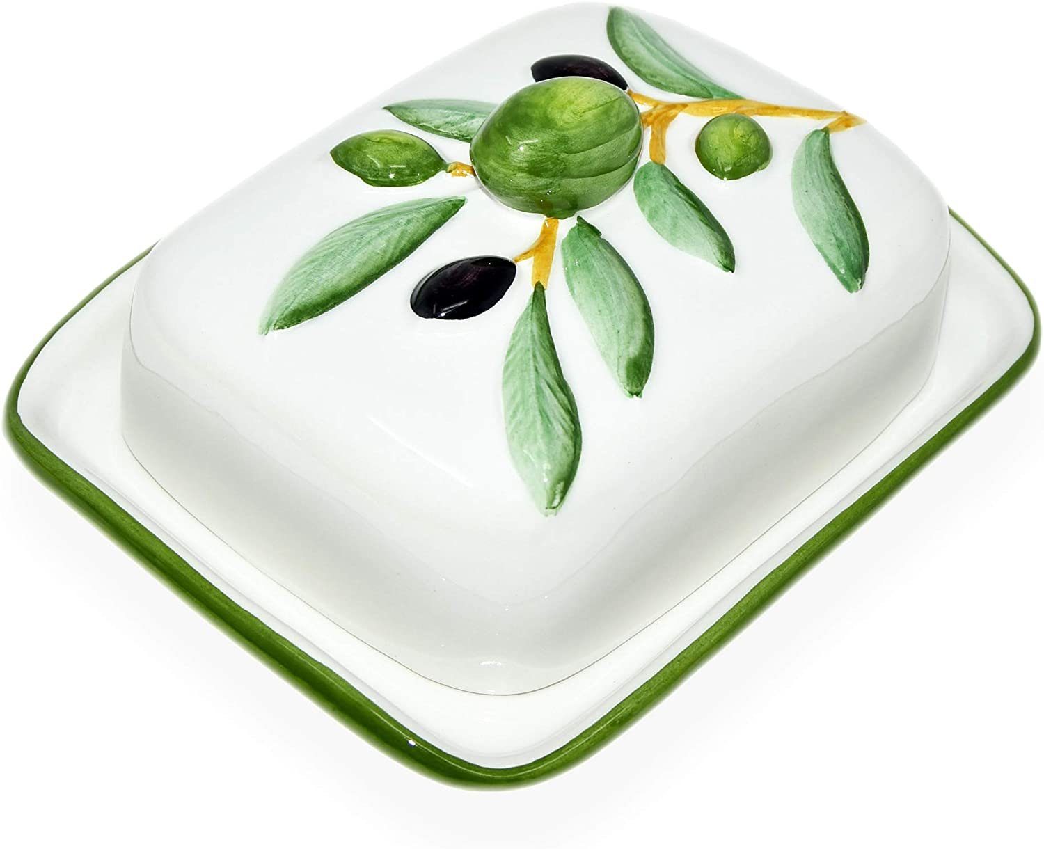 Lashuma Butterdose Olive, Keramik, (1-tlg., 18 x 14 cm), Butterbox italienisch für 250 g Butter