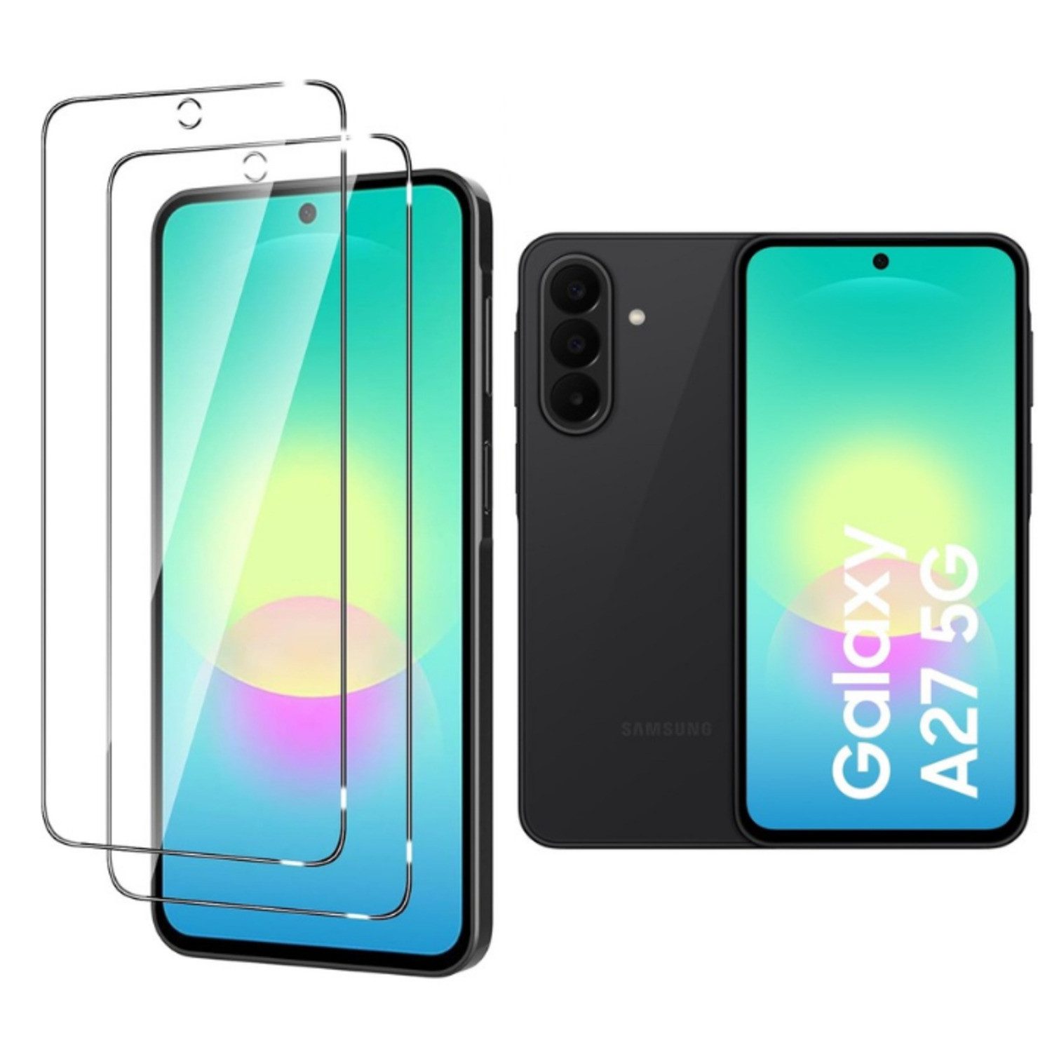CLM-Tech Displayschutzglas 2X für Samsung Galaxy A27 5G, Panzerglas Folie - Blasenfreie Anbringung und kratzfest -, 2 Stück, Anti-Fingerabdruck