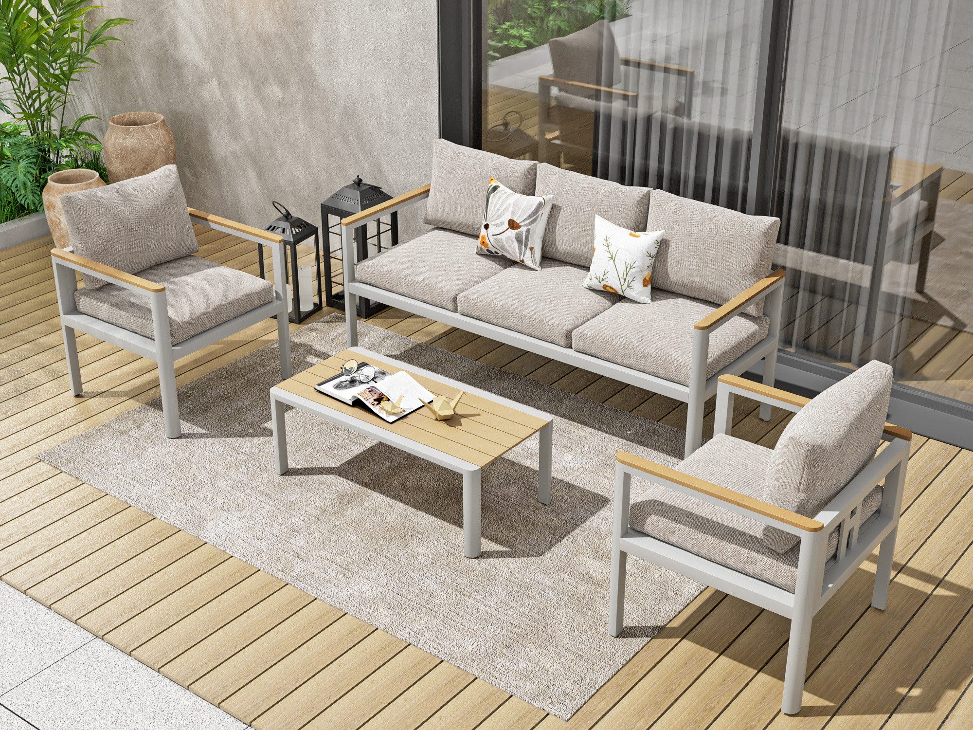 MeXo Gartenlounge-Set Balkonmöbel Set für 4-5 günstig online kaufen
