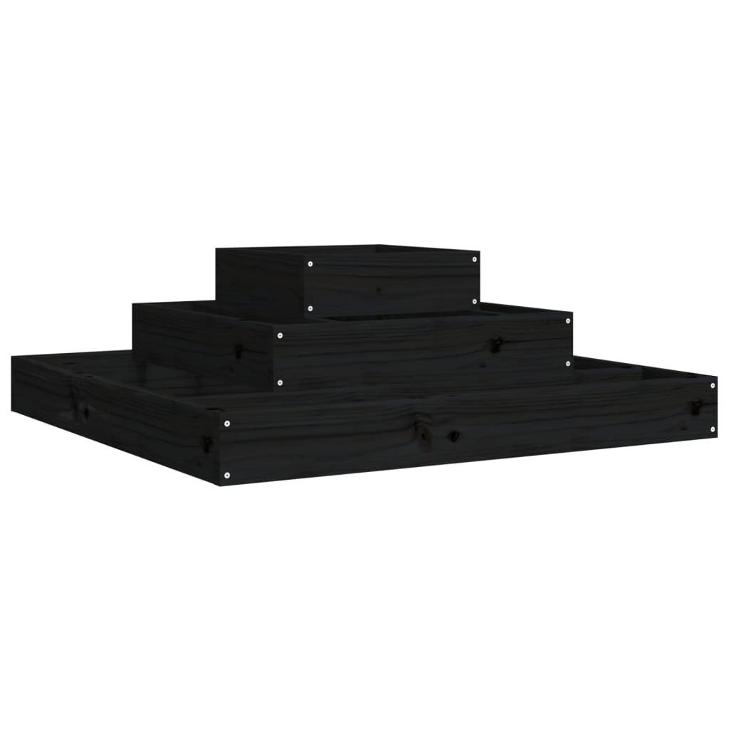 vidaXL Blumentopf Pflanzkübel Schwarz 80x80x27 cm Massivholz Kiefer (1 St)