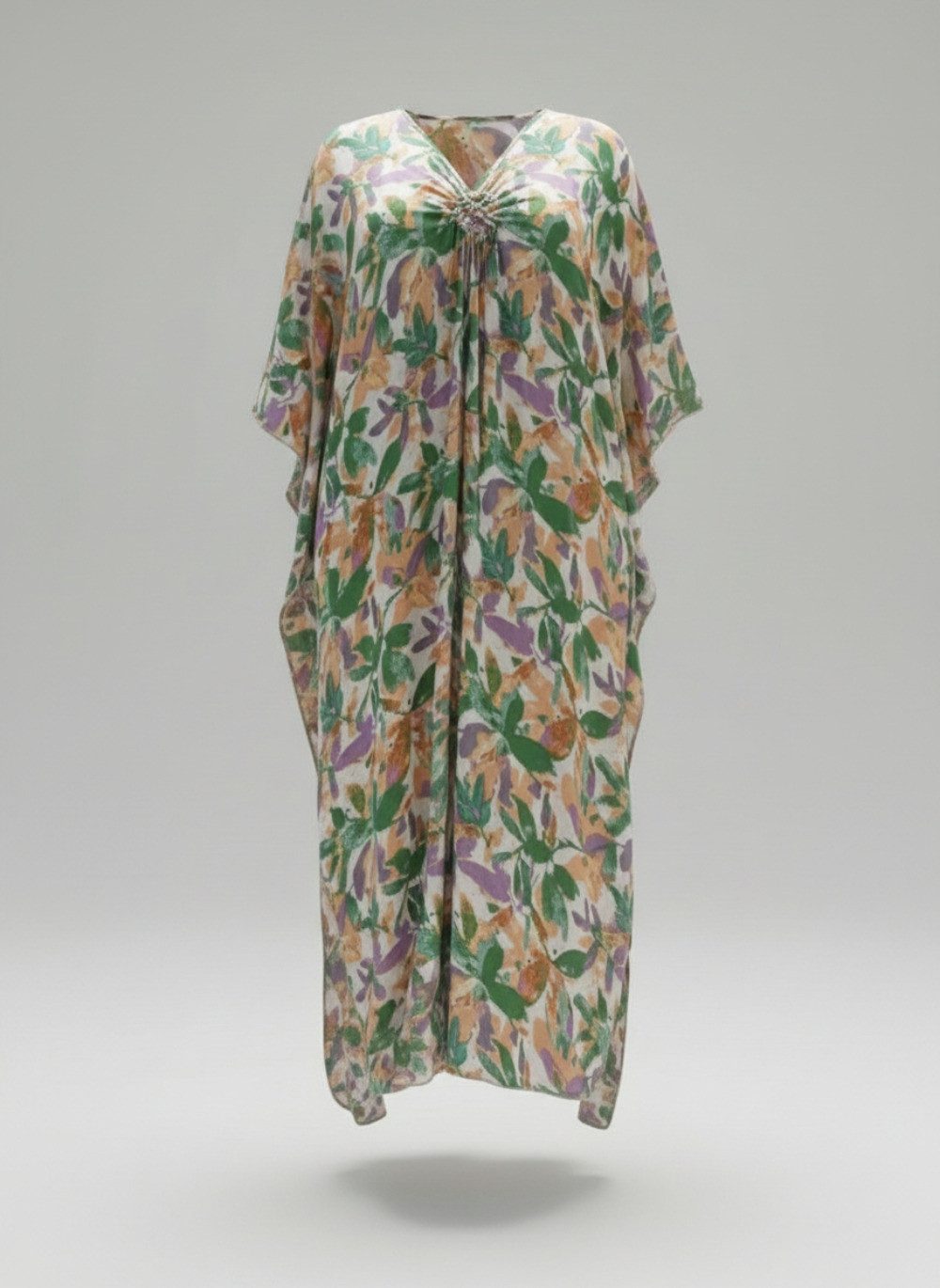Lovolotti Sommerkleid Damen Strandkleid aus Viskose – Luftiger Kaftan mit floralem Print Maxikleid für Strand, Pool und Urlaub