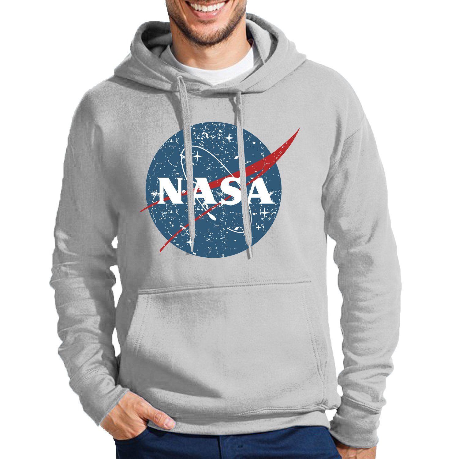 Blondie & Brownie Hoodie Herren Vintage NASA Galaxy Space Mars Elon X Mit Kapuze Grau