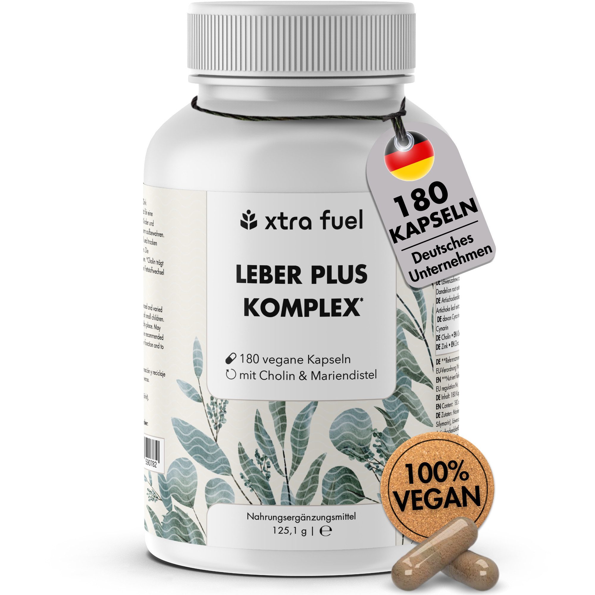 XTRA FUEL Leber Plus Komplex* - Leber Kur - Effektive Formel mit Mariendistel Kapsel, 115.1 g