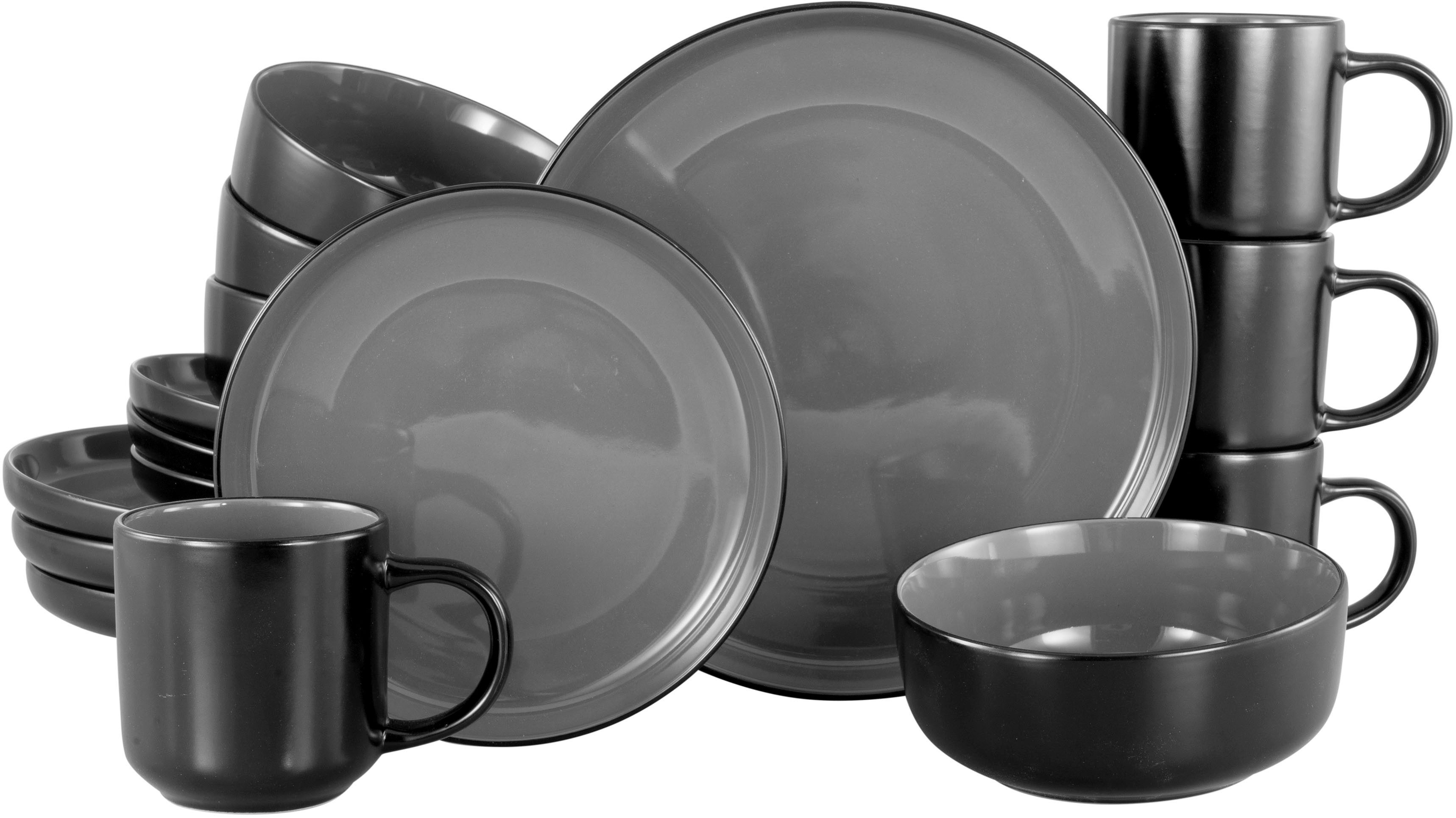 OTTO home Kombiservice modernes Geschirr-Set, Service Viarrina (16-tlg), 4 Personen, Steinzeug, hohe Haltbarkeit, spülmaschinengeeignet & mikrowellengeeignet – Bild 4 von 5
