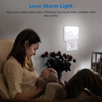 BlingBin LED Nachtlicht Steckdose mit Dämmerungssensor LED Sensor Smart Nachtlicht, Dämmerungssensor, LED fest integriert, Tageslichtweiß, für Kinderzimmer, Schlafzimmer, Treppen, Flur, Küche, Natürliches Weiß