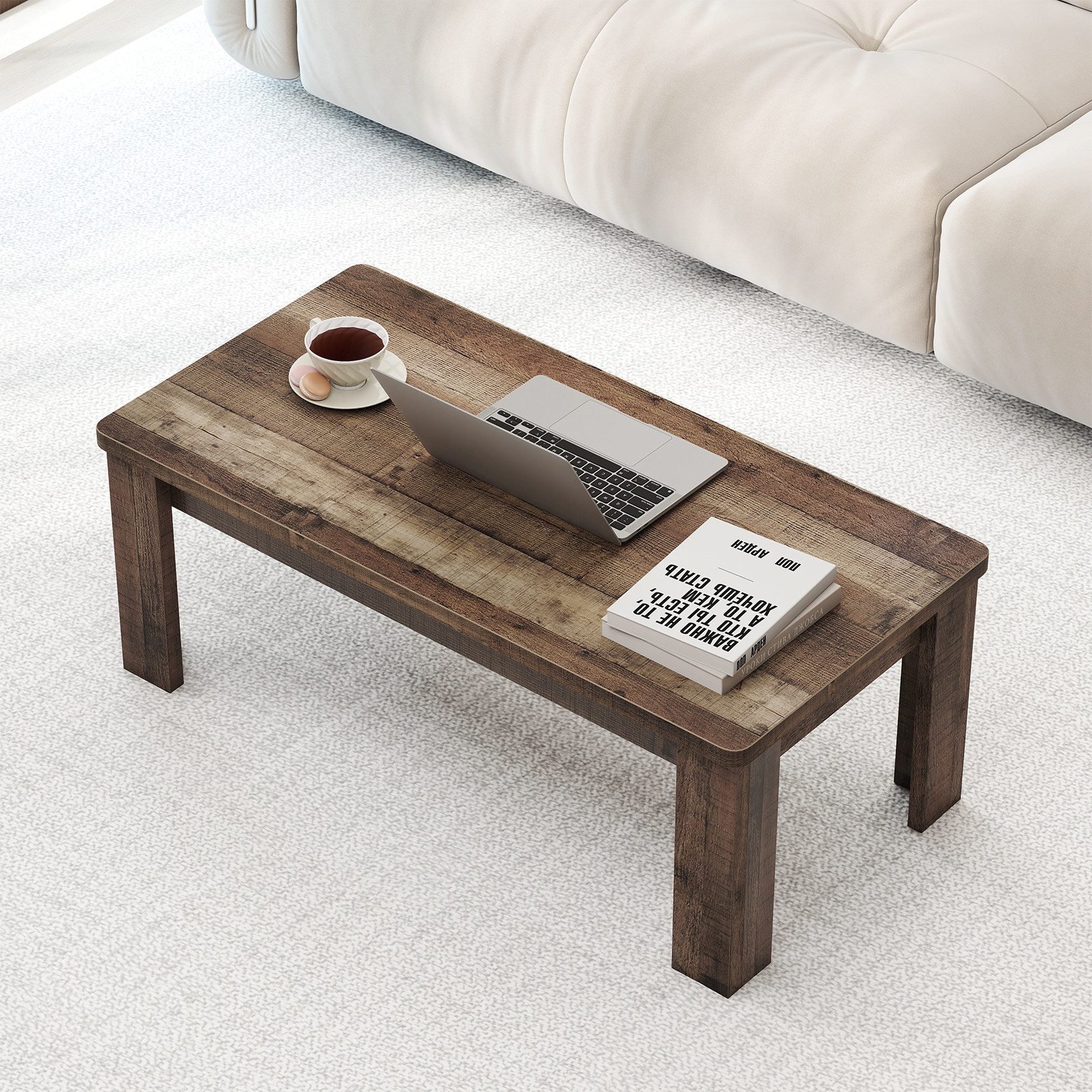 COSTWAY Couchtisch 120 x 60 cm rechteckiger Wohnzimmertisch, Holz, Esstisch