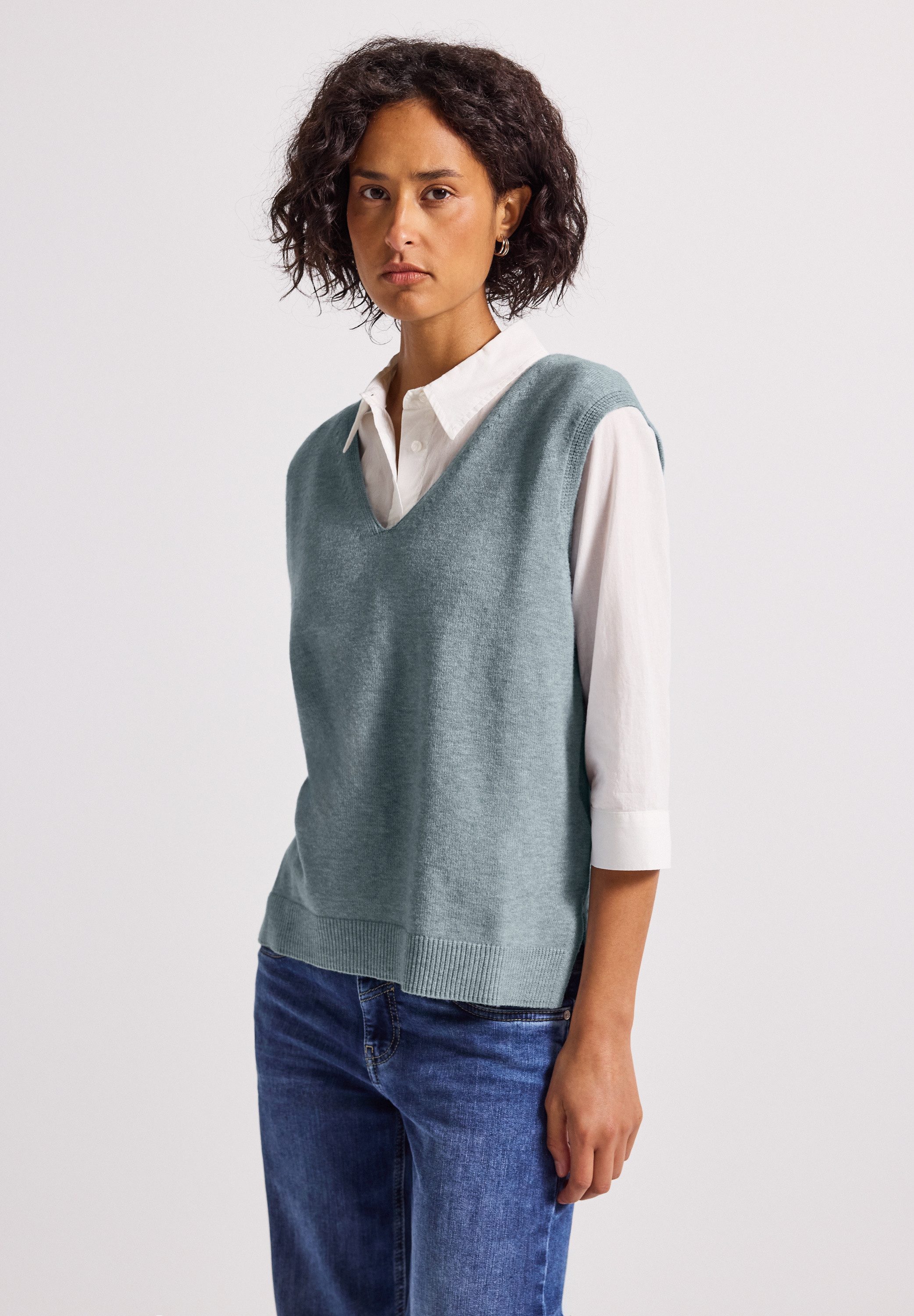 STREET ONE Kurzarmpullover aus softem Materialmix