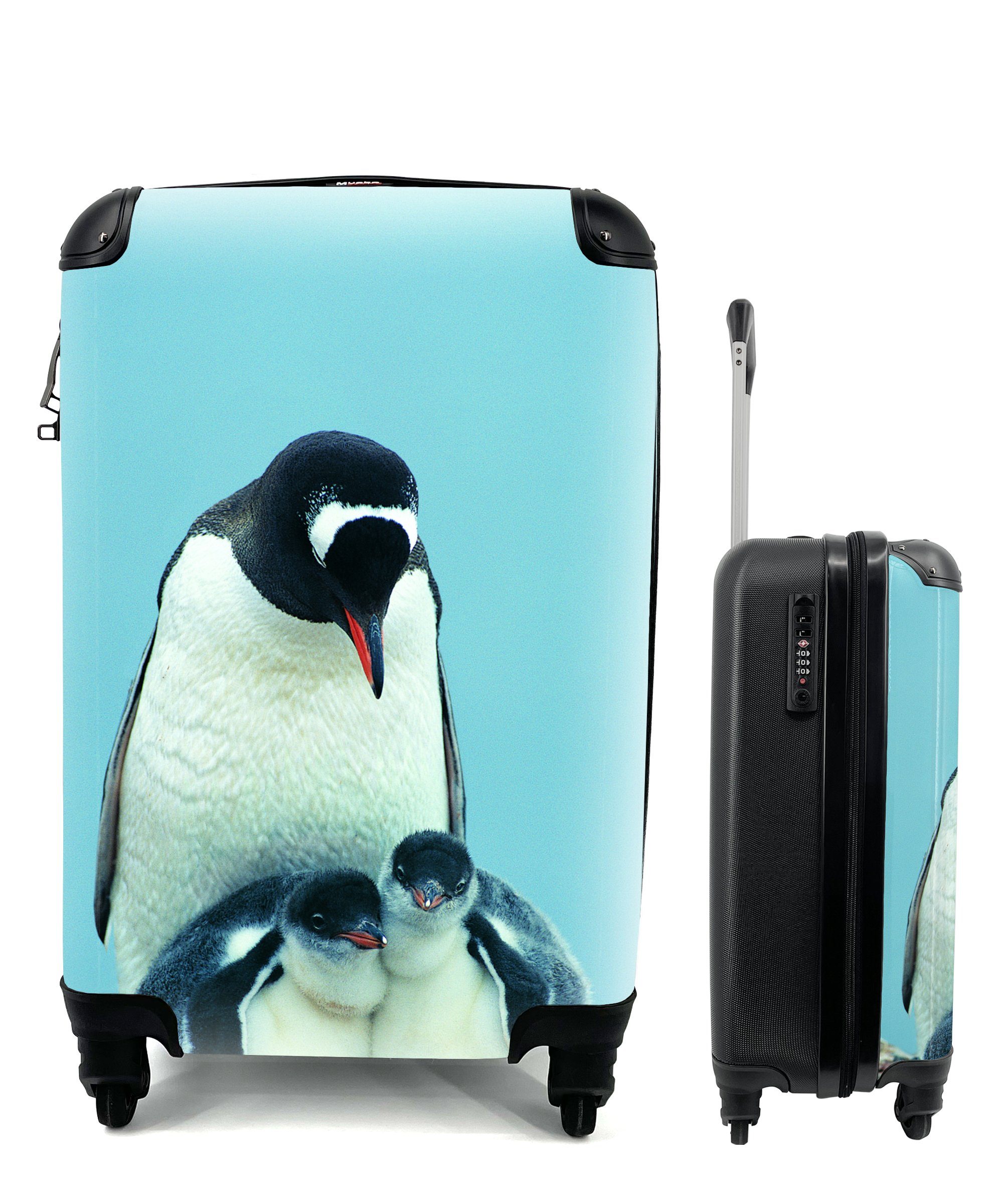MuchoWow Handgepäckkoffer Tiere - Pinguine - Küken, 4 Rollen, Reisetasche mit rollen, Handgepäck für Ferien, Trolley, Reisekoffer