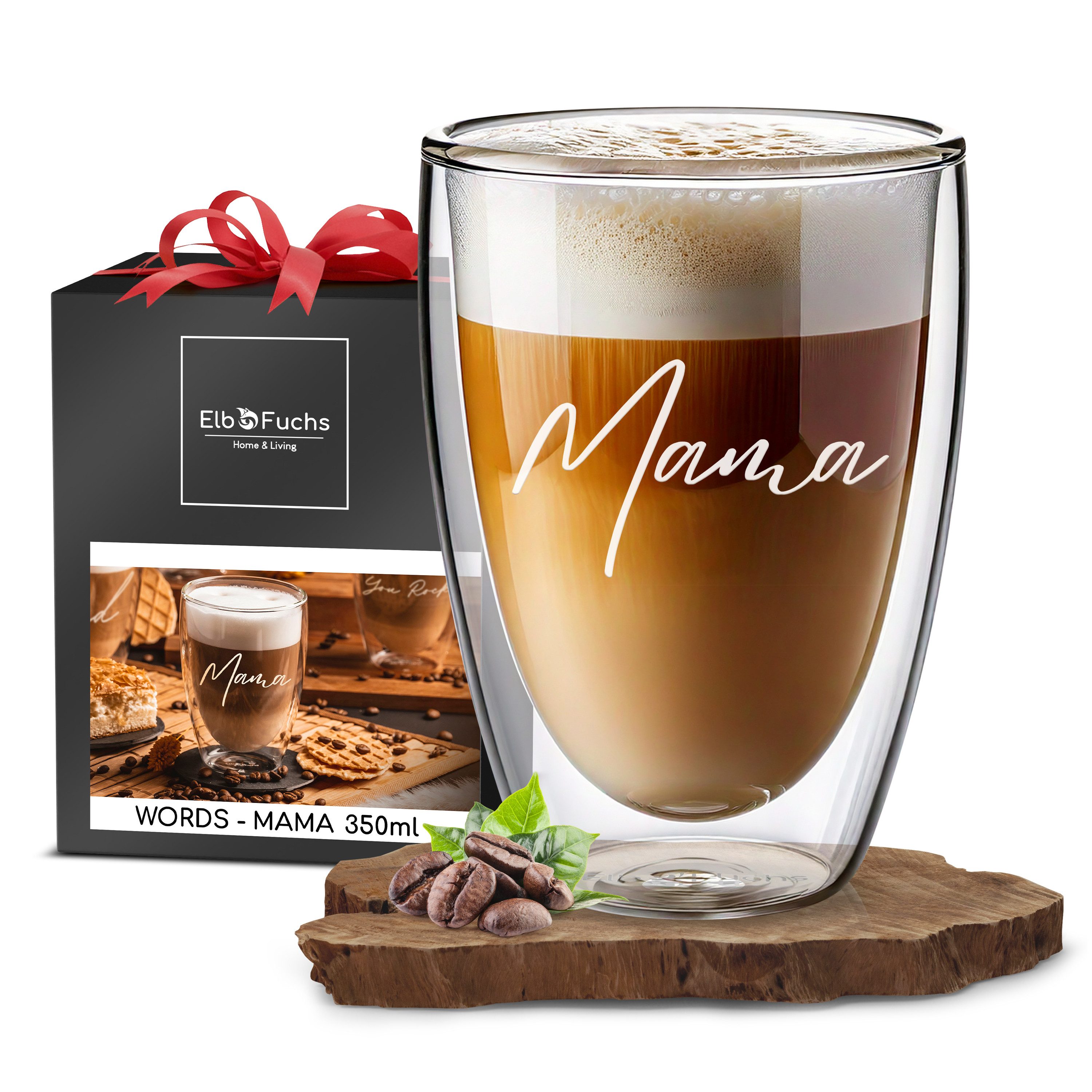 ElbFuchs Latte-Macchiato-Glas MAMA, 1-tlg., Borosilikatglas, Doppelwandiger Thermoeffekt, Hitzebeständig