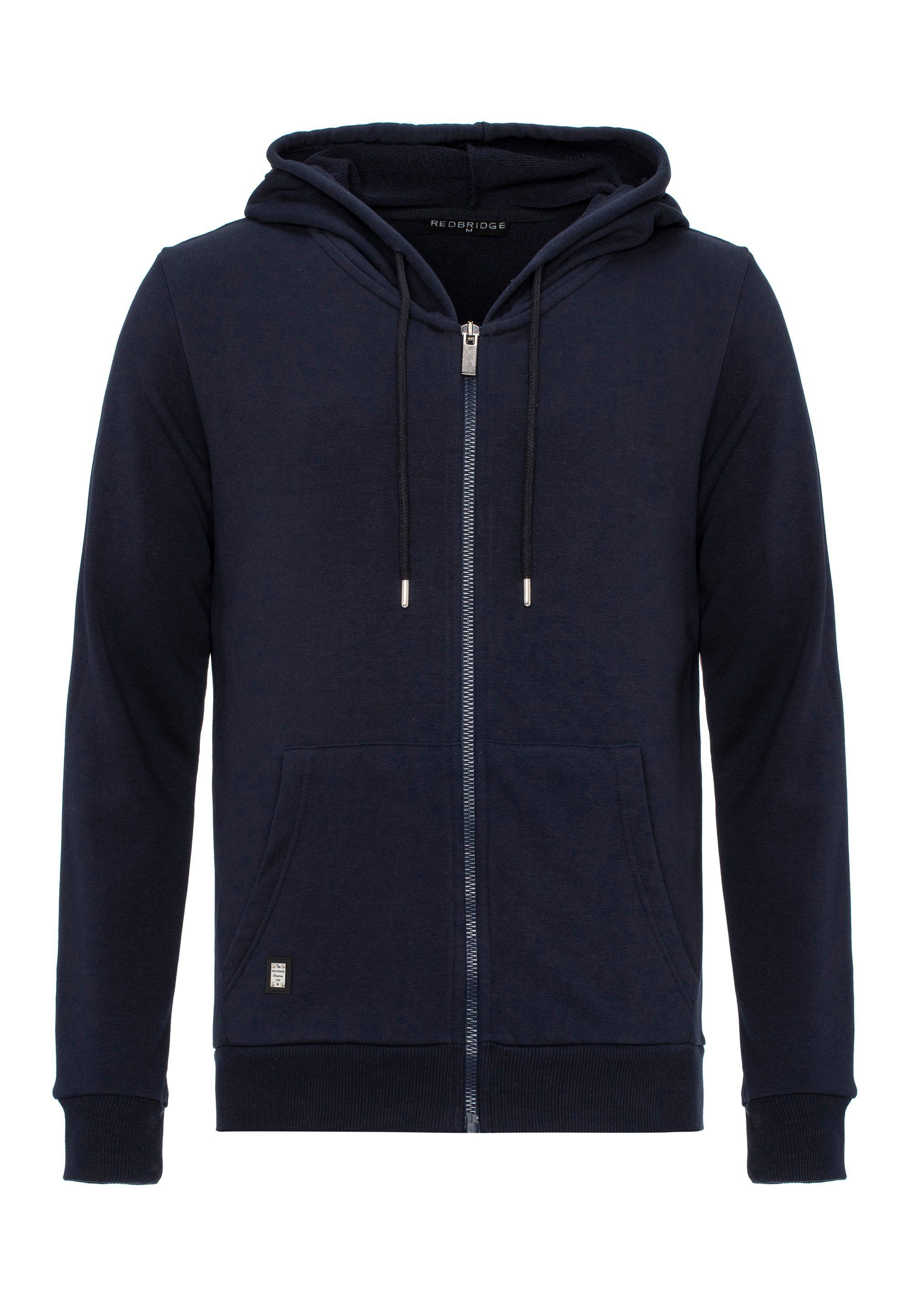 RedBridge Navyblau Logopatch Kapuzensweatjacke mit Premium modisch Sweater vielseitig,