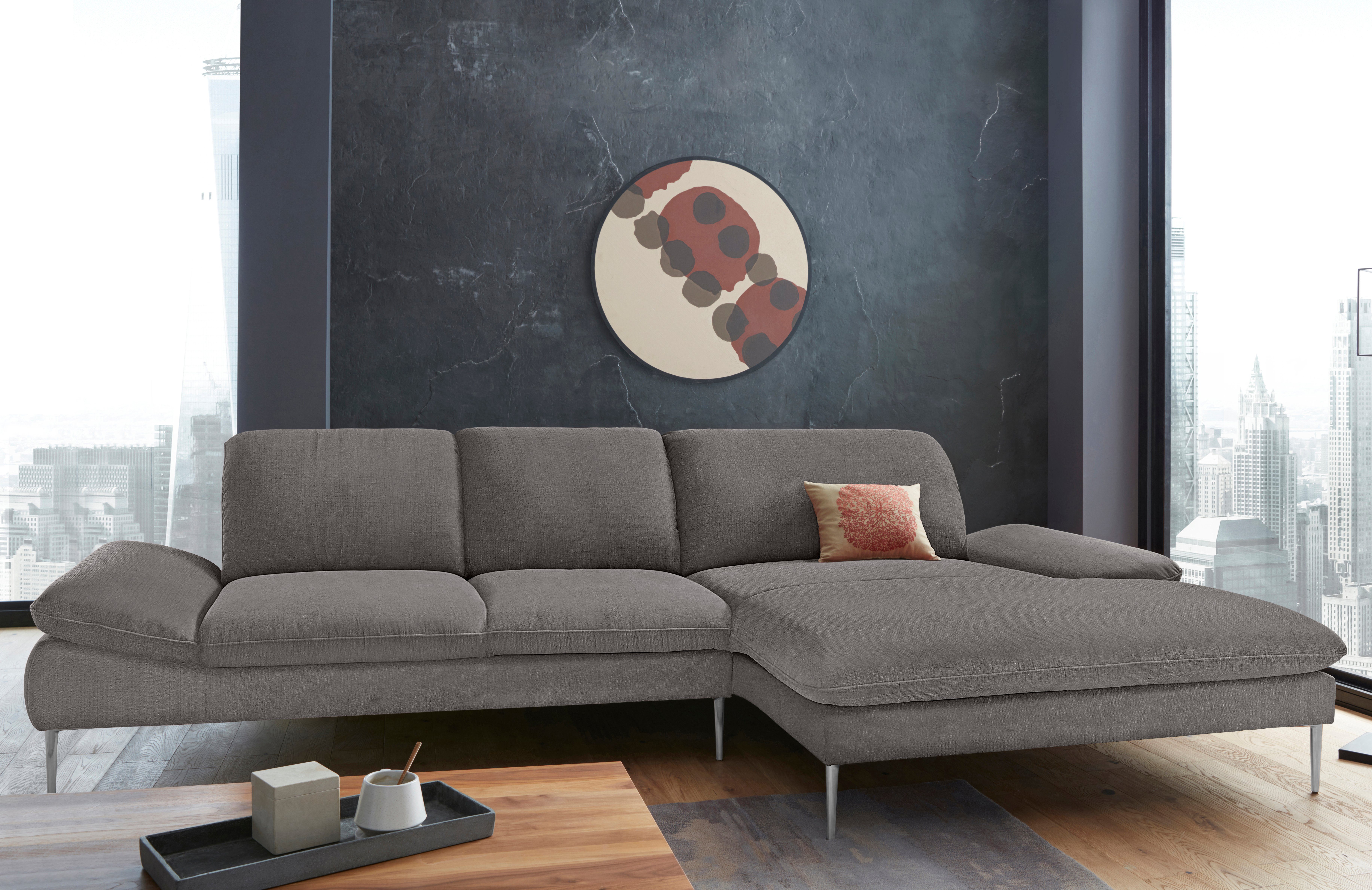 W.SCHILLIG Ecksofa enjoy&MORE, Designsofa, bequem, zeitlos und elegant, L-Form, mit Sitztiefenverstellung, Füße Chrom glänzend, Breite 340 cm