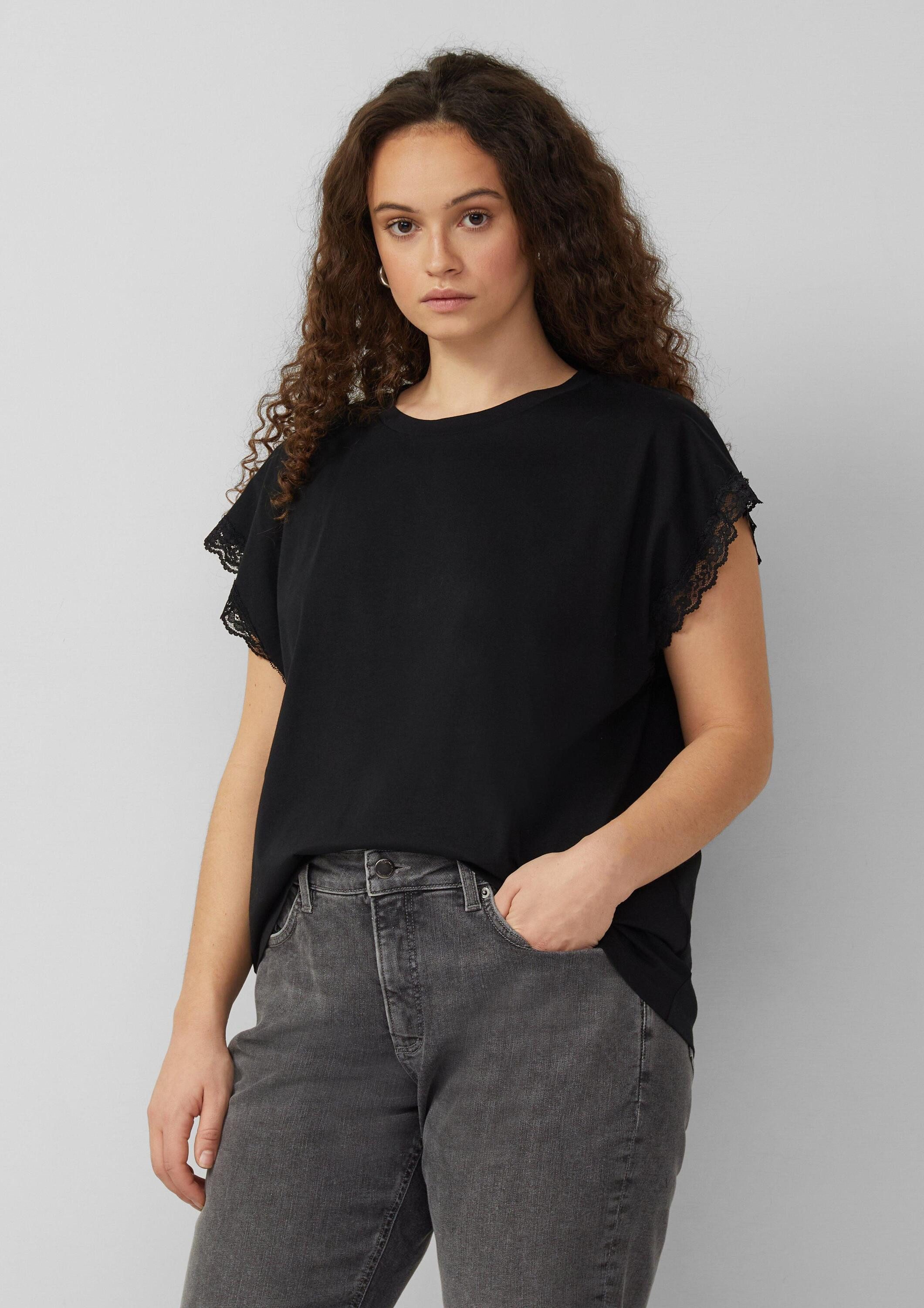 QS Sweatshirt T-Shirt Shirt mit Spitze