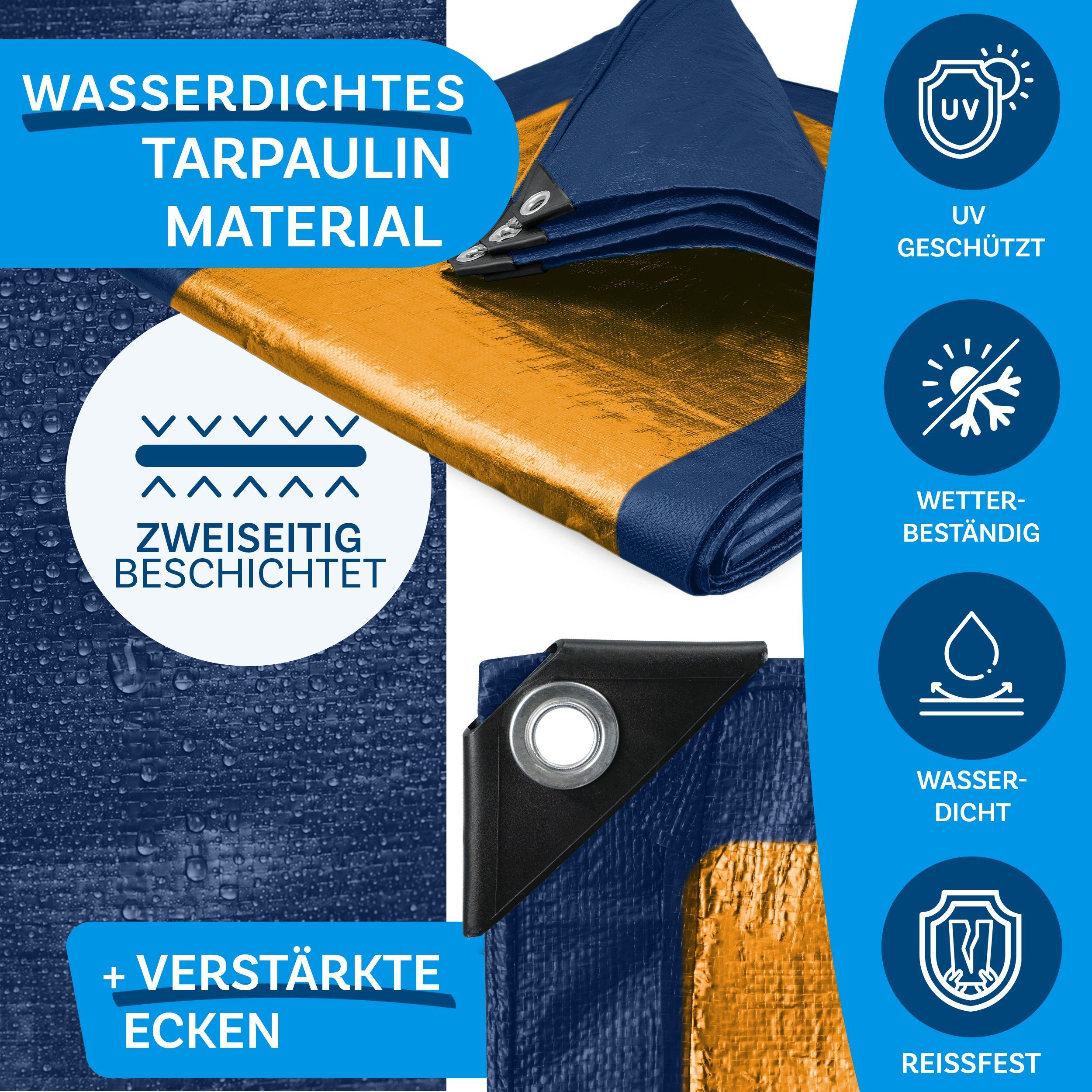 Kubus Schutzplane Abdeckplane 240 g/m², verschiedene Farben, verschiedene Größen, Reißfest & Wasserdicht