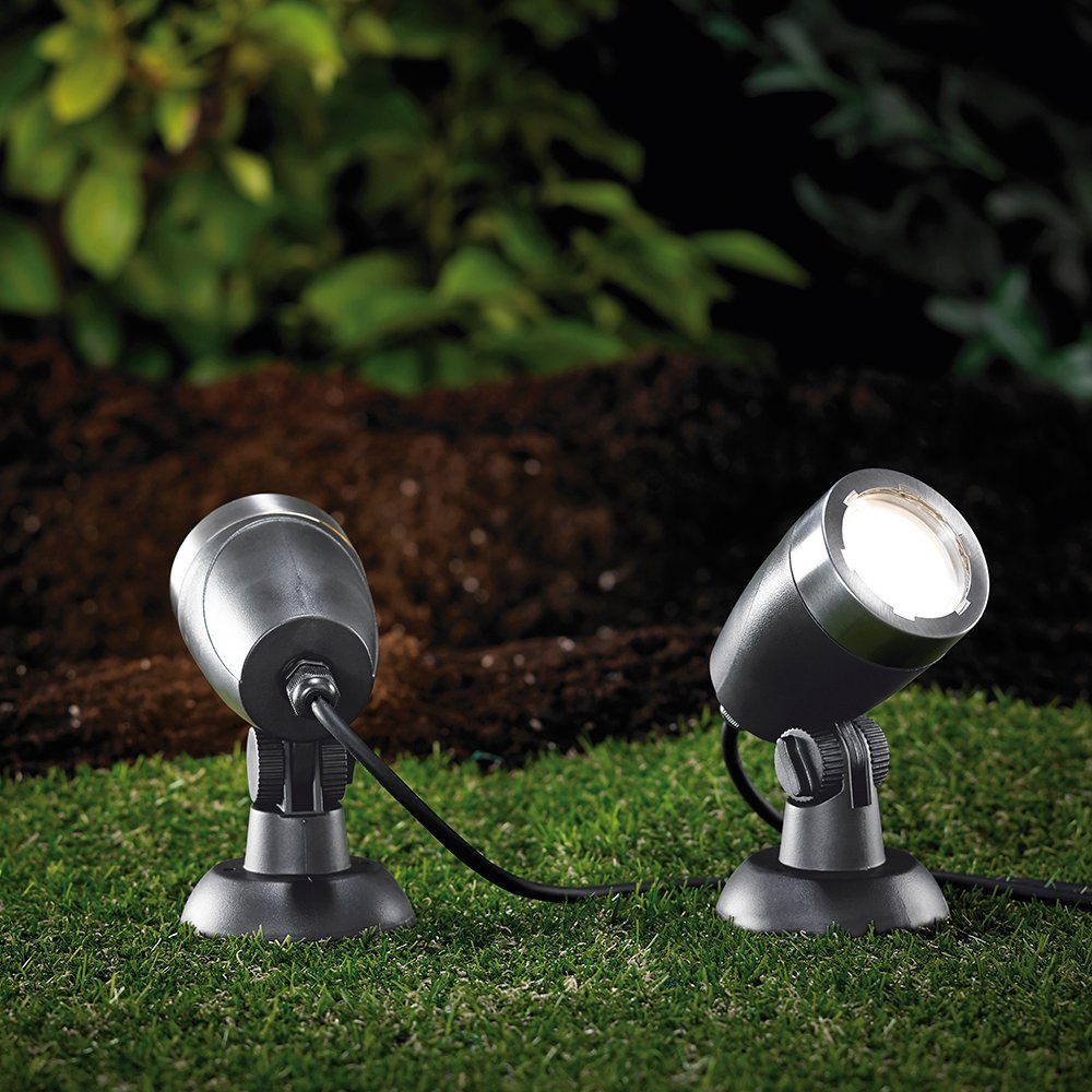 MeLiTec LED Gartenstrahler GL24, LED fest integriert, Steuerung per App oder Fernbedienung, RGB, LED-Gartenlampe im 2er-Set