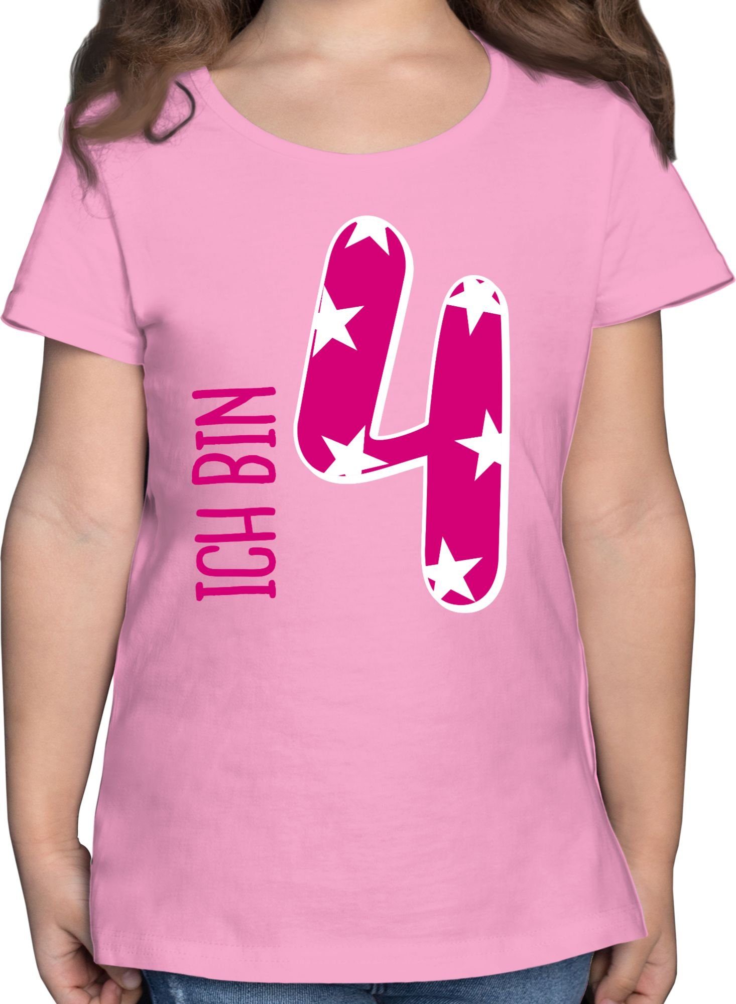 Shirtracer T-Shirt Ich bin vier Rosa Mädchen 4. Geburtstag 1 Rosa