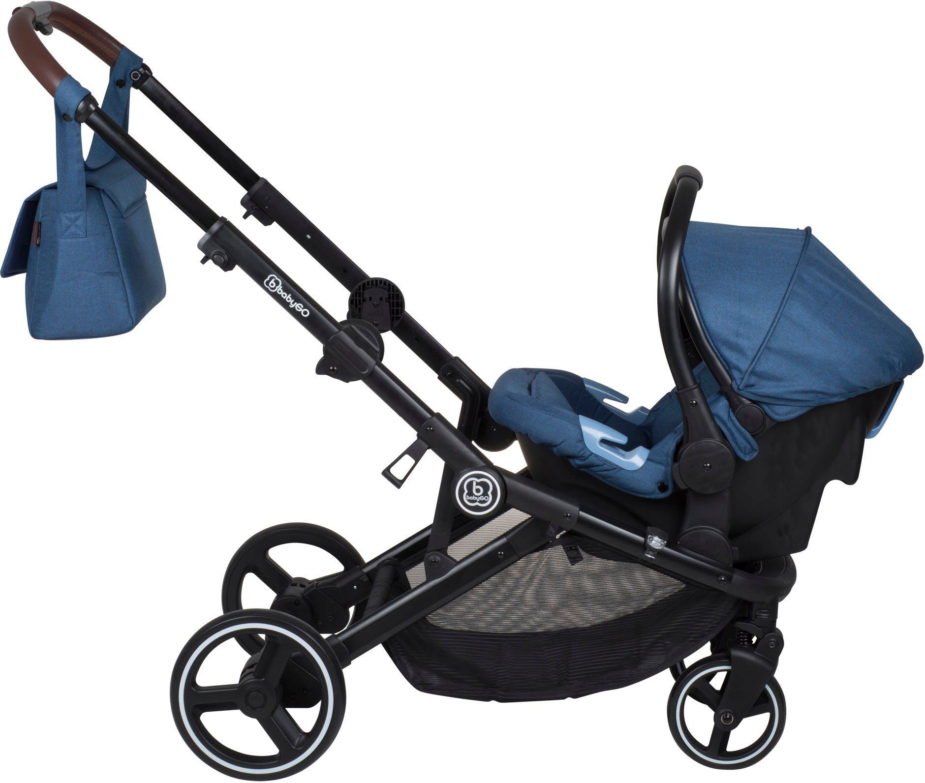 BabyGo Babyschale Twinner, blau, ab: ab Geburt, ab: 0 kg, bis: 13 kg, inkl.  2 Adapter, für Kinderwagen Twinner