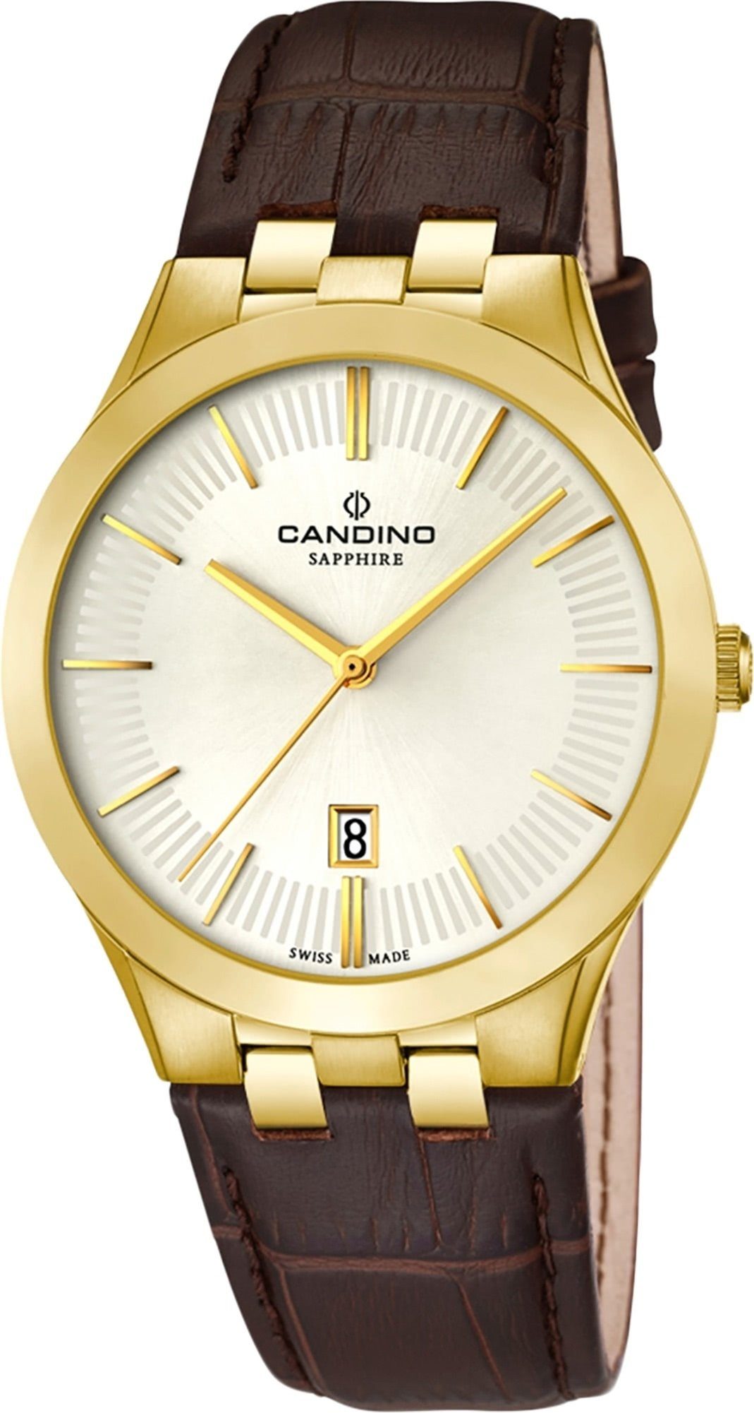 Candino Quarzuhr Candino Herren Quarzuhr Analog C4542/1, (Analoguhr), Herren Armbanduhr rund, Lederarmband braun, Luxus