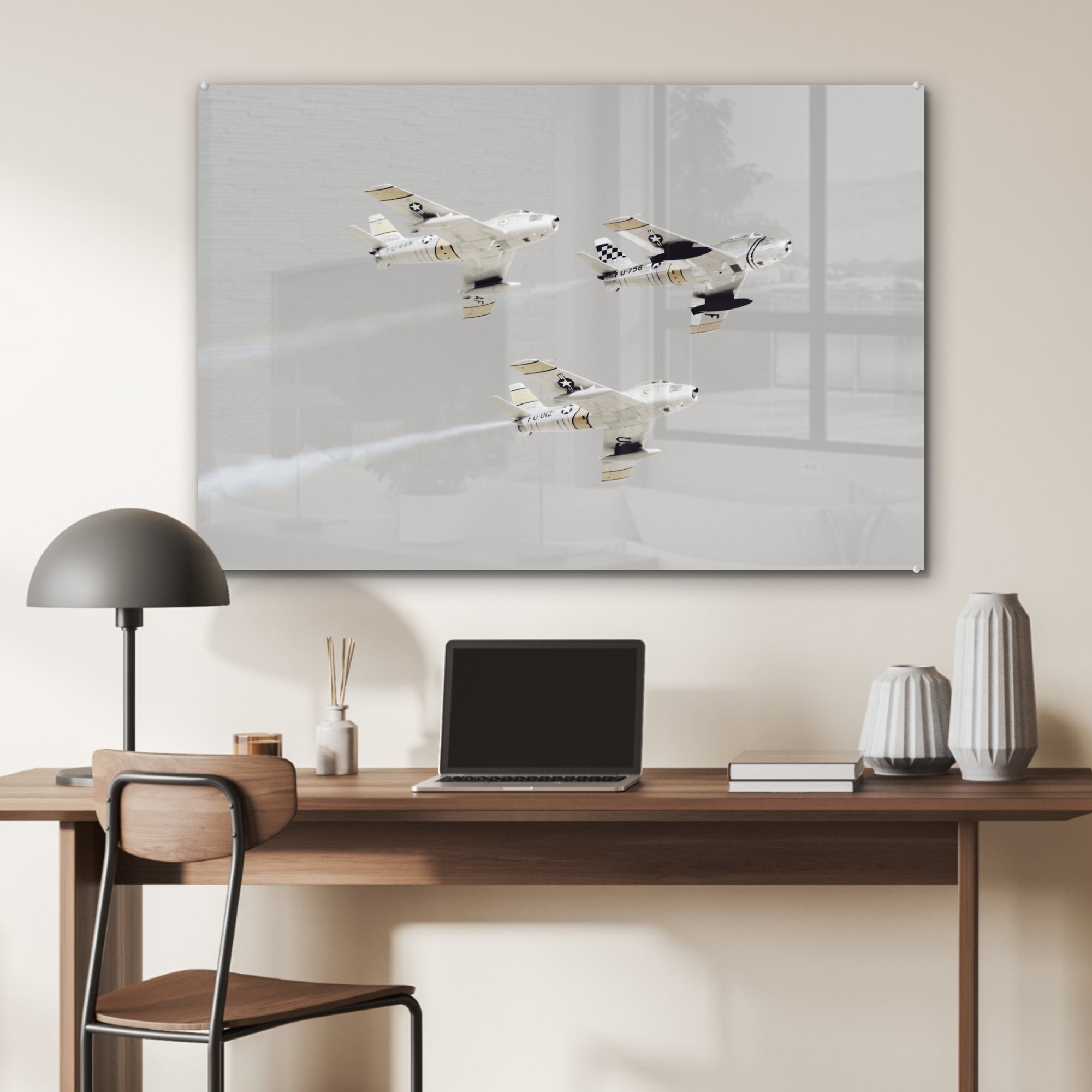 Luft Flugzeuge (1 Rauch, MuchoWow & - Schlafzimmer St), Acrylglasbild Acrylglasbilder - Wohnzimmer
