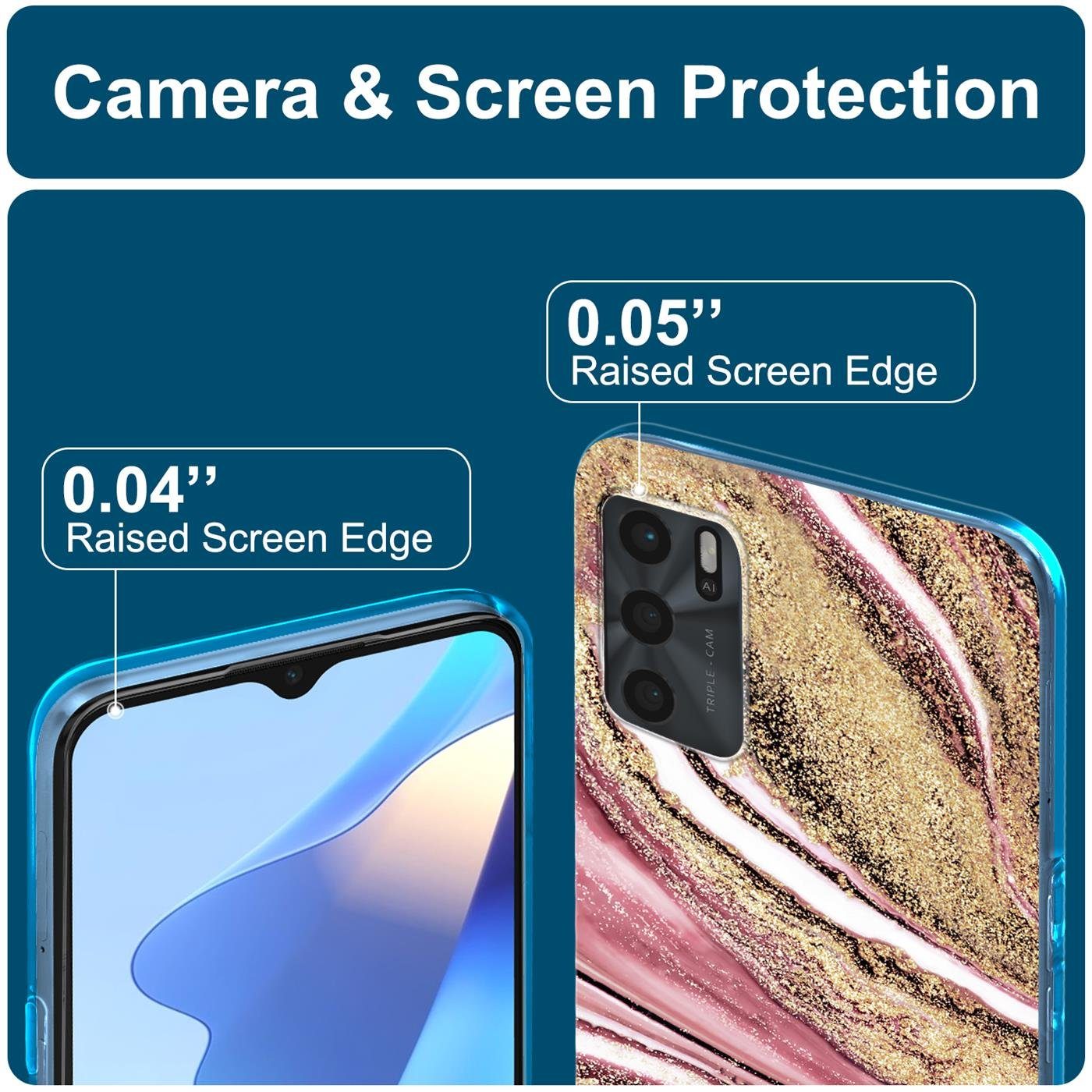 CoolGadget Handyhülle Marmor Slim Case für OPPO A16 6,52 Zoll, Hülle Dünne Silikon Schutzhülle für OPPO A16, OPPO A16s Hülle