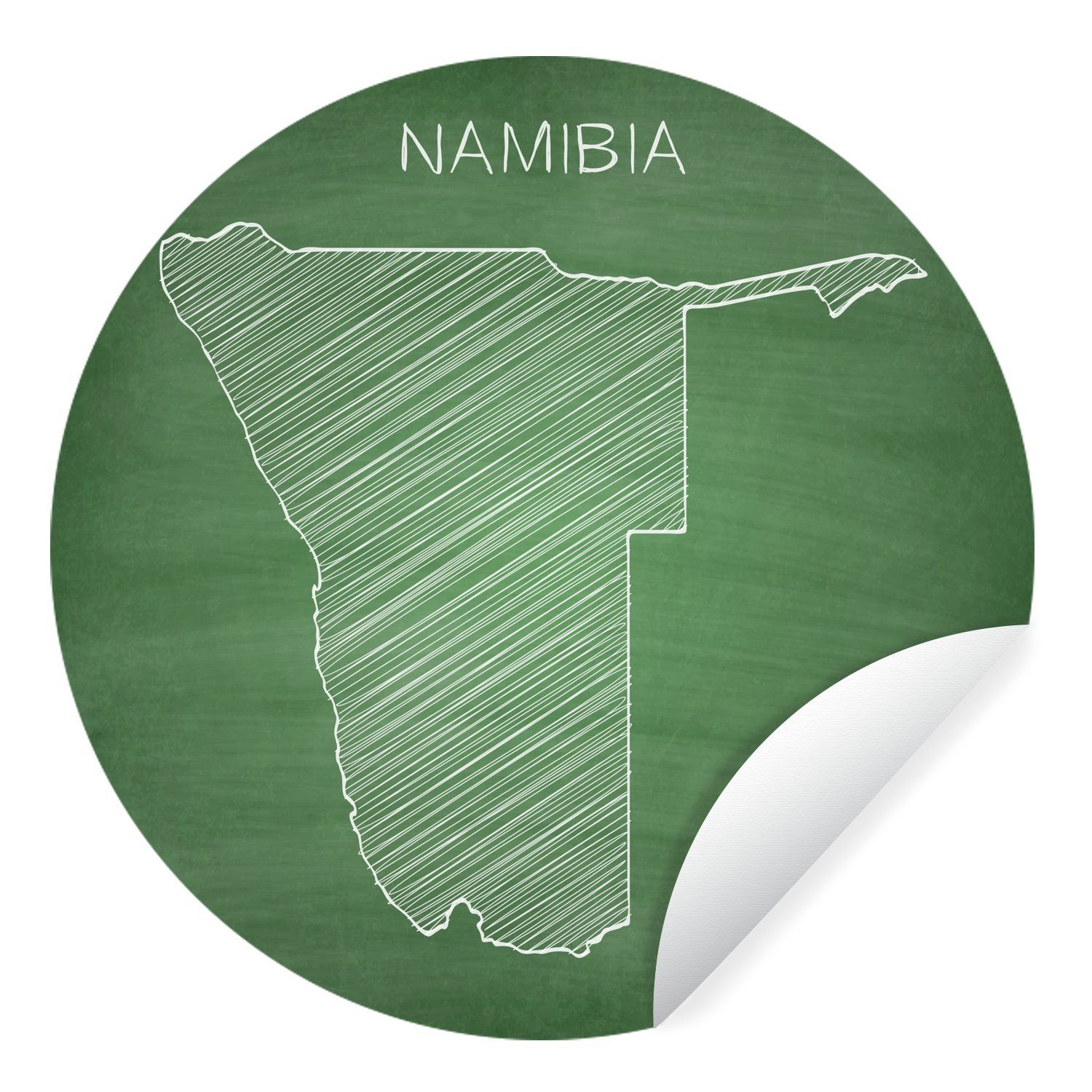 MuchoWow Wandsticker Illustration von Namibia auf einer Kreidetafel (1 St), Tapetenkreis für Kinderzimmer, Tapetenaufkleber, Rund, Wohnzimmer