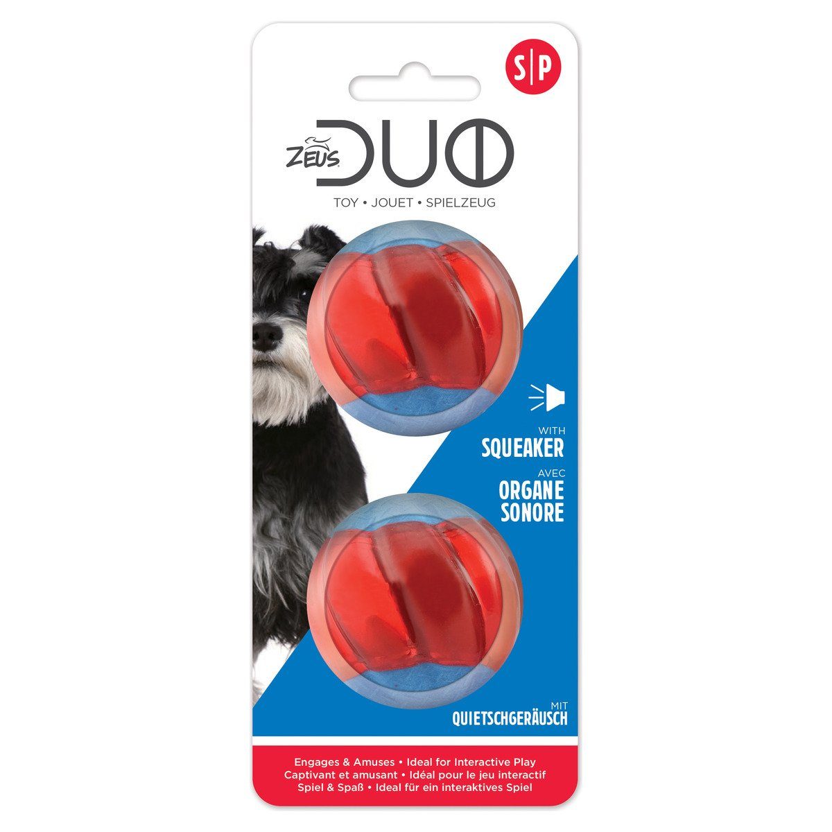 Tierball Duo Ball mit Quietscher - 2er-Pack
