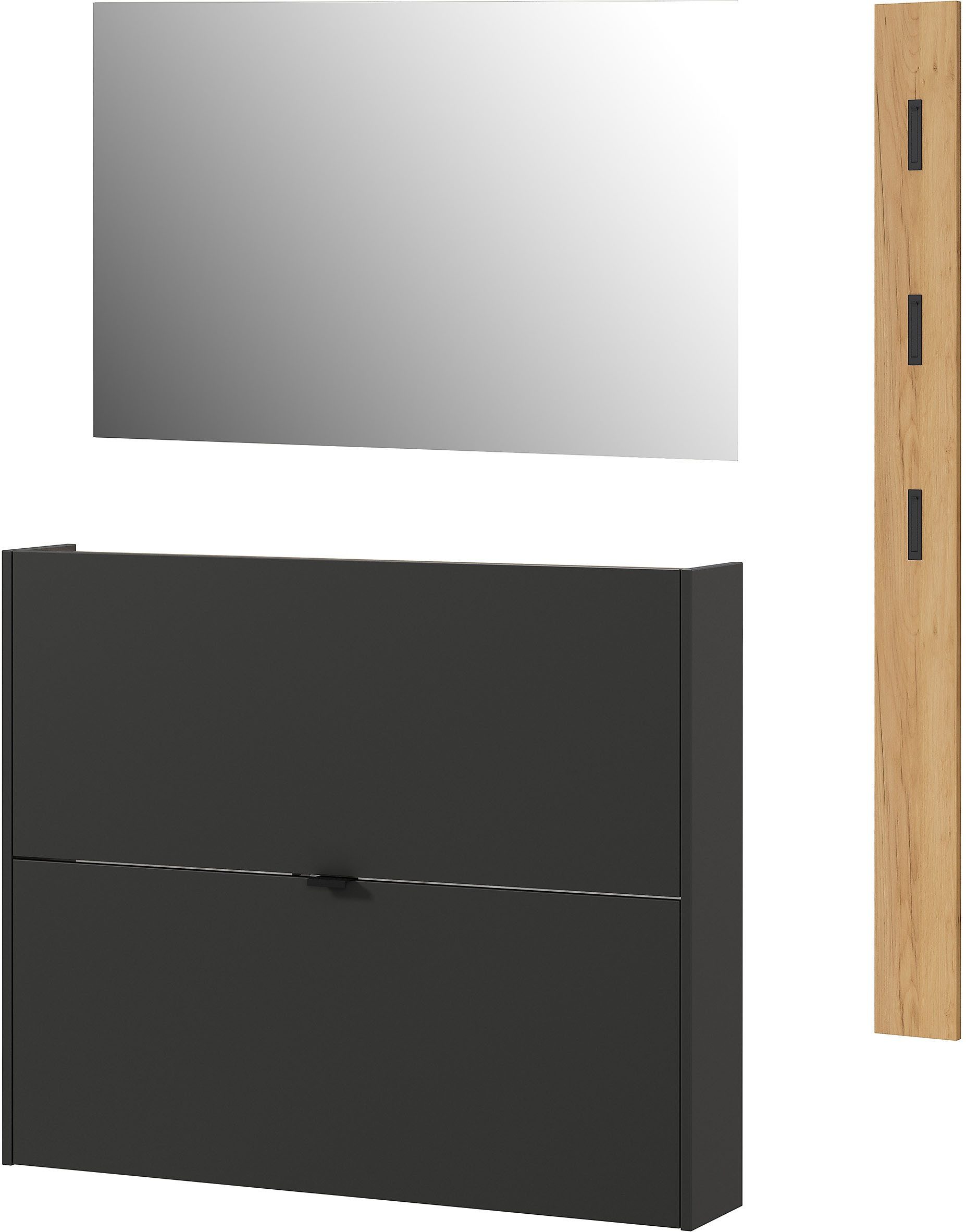 GERMANIA Garderoben-Set GW-Ameca, (3-St), Garderoben-Set bestehend aus Schuhschrank, Spiegel & Garderobenpaneel