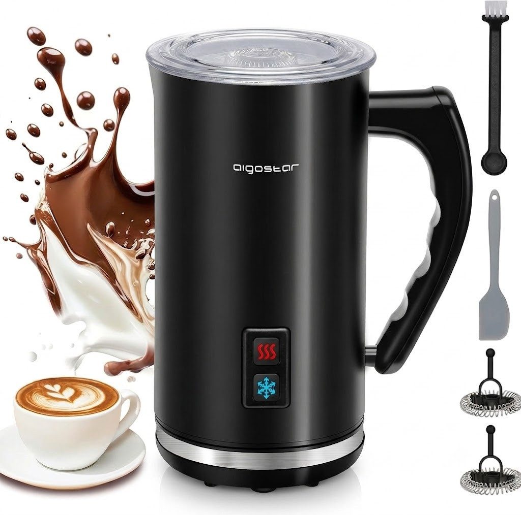 Aigostar Milchaufschäumer Milchaufschäumer Elektrisch 500W 240ml mit 3 Modi, Milchaufschäumer Elektrisch 500W 240ml mit 3 Modi