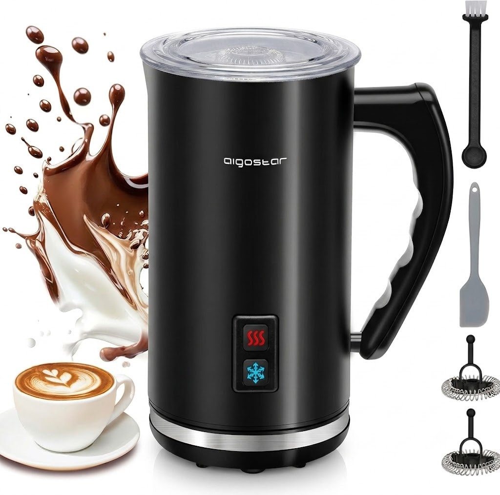Aigostar Milchaufschäumer Milchaufschäumer Elektrisch 500W 240ml mit 3 Modi, Milchaufschäumer Elektrisch 500W 240ml mit 3 Modi