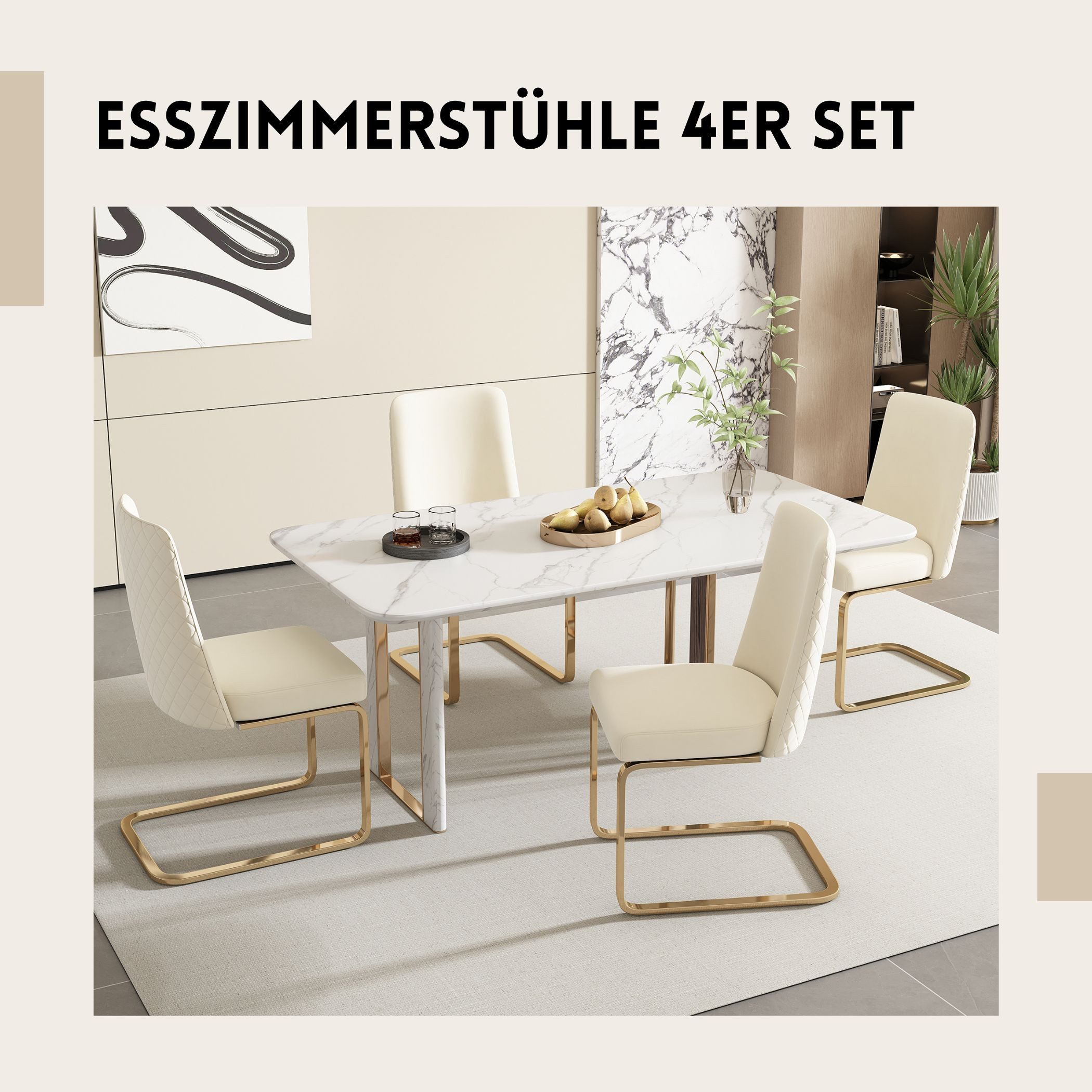 SeedWave Freischwinger Samt-Schwingstühle mit Rautenmuster Rückenlehne, günstig online kaufen