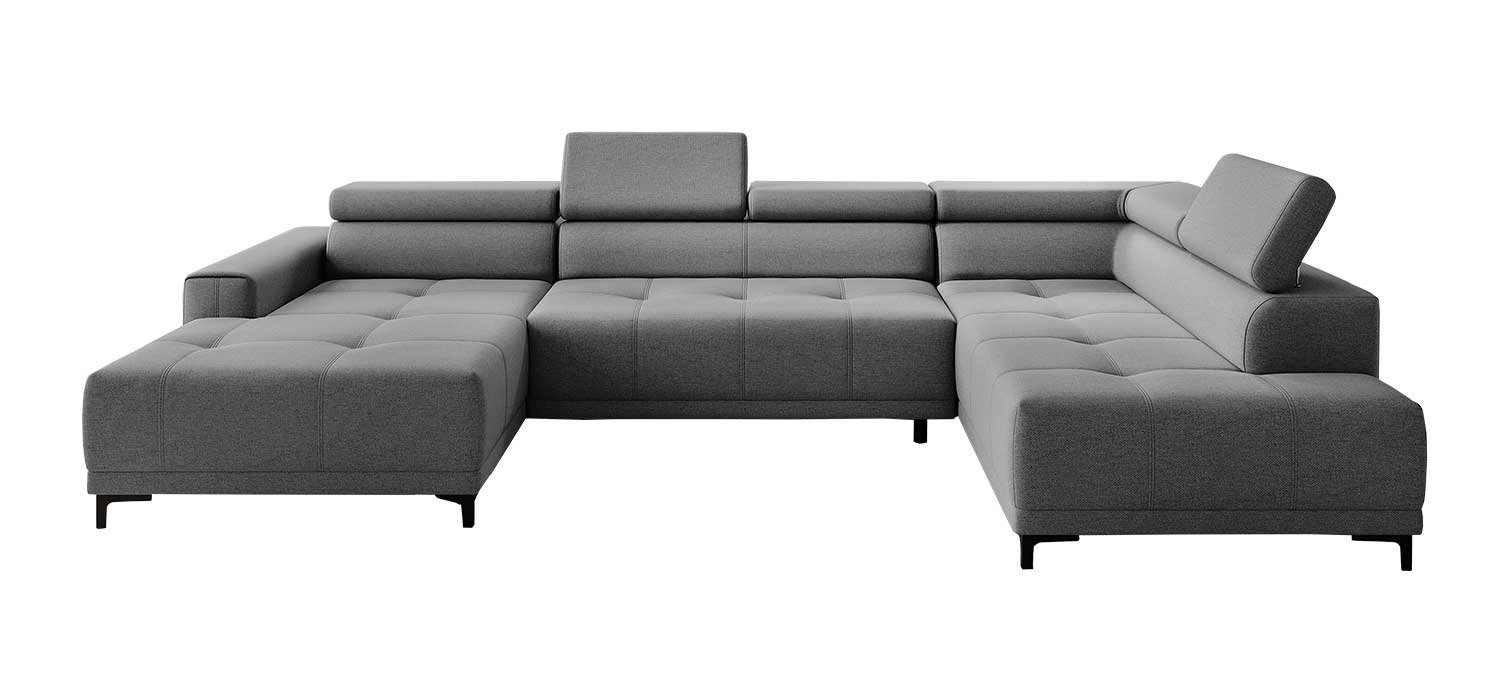 LIV'IN Sofa CANDIA, Hellgrau, Webstoff, elektrische Sitztiefenverstellung, BxHxT 353 x 98 x 204 cm