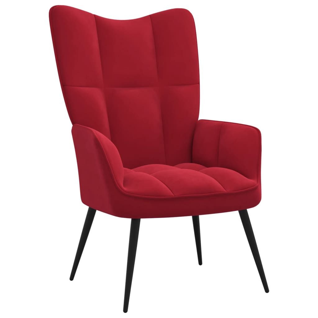 vidaXL Sessel 61 x 70 x 965 cm Relaxsessel Weinrot Samt mit Armlehne und Schaumstoff