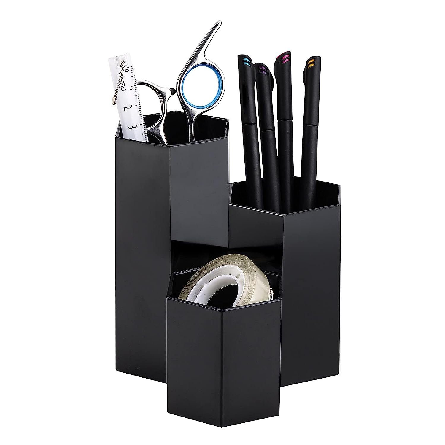 Organizer, 3 Zahnbürstenhalter Kosmetik-Pinsel-. Schwarz TUABUR Schlitze, Make-up-PH, Kunststoff,