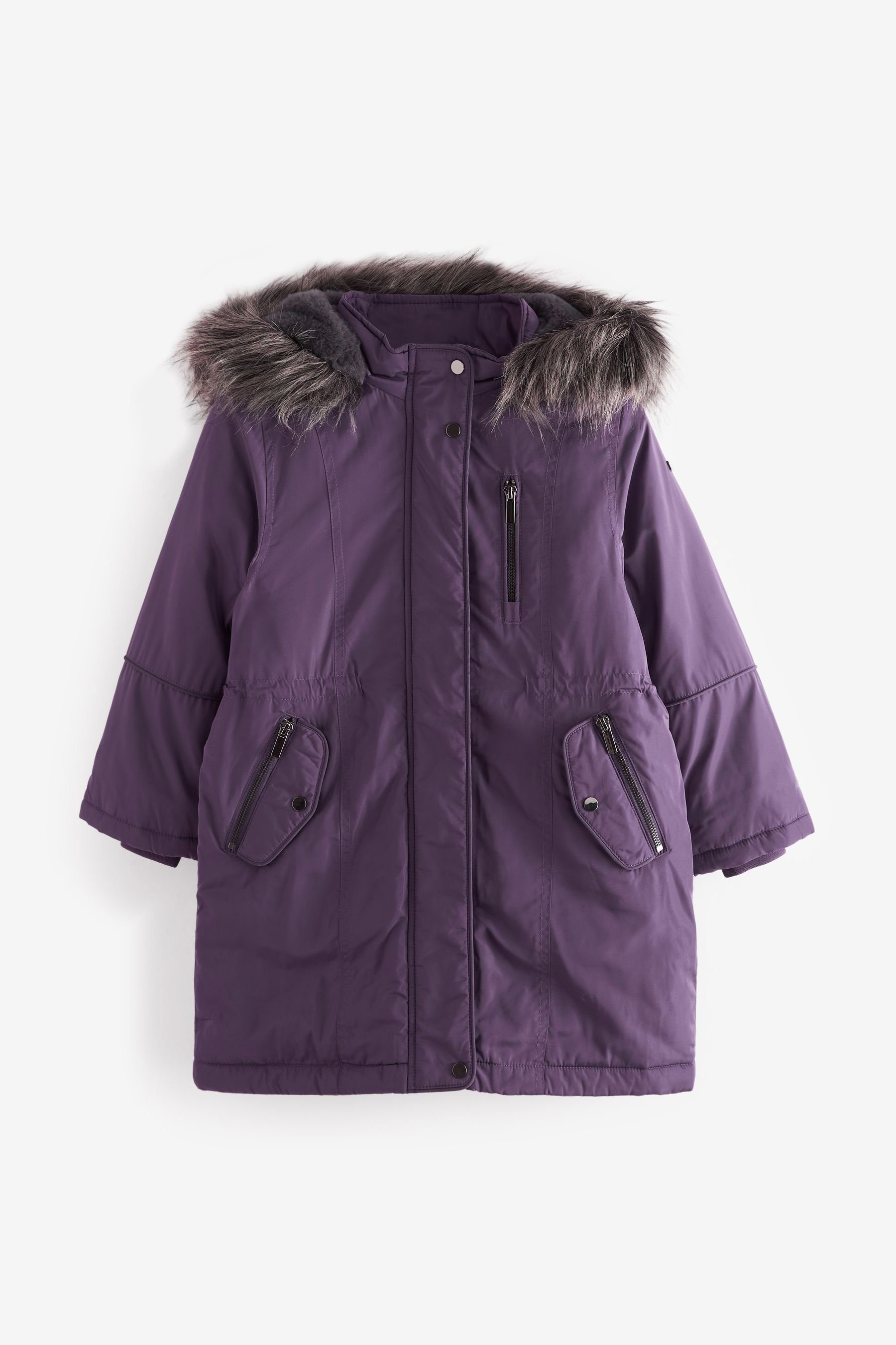 Next Parka Wasserabweisender Parka mit Kunstfellbesatz (1-St) Purple