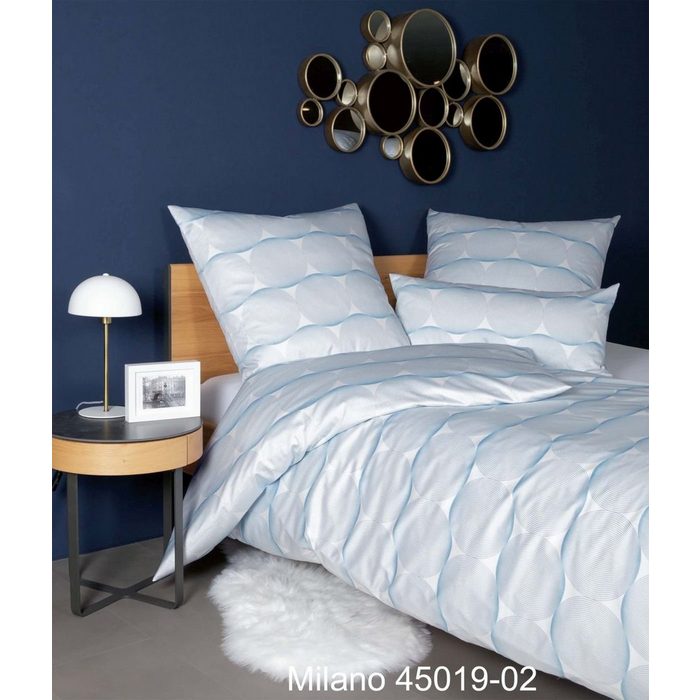 Bettwäsche Mako Satin 155x200 cm 80x80 cm 45019-02 mineralblau Janine Baumolle 2 teilig Bettbezug Kopfkissenbezug Set kuschelig weich hochwertig