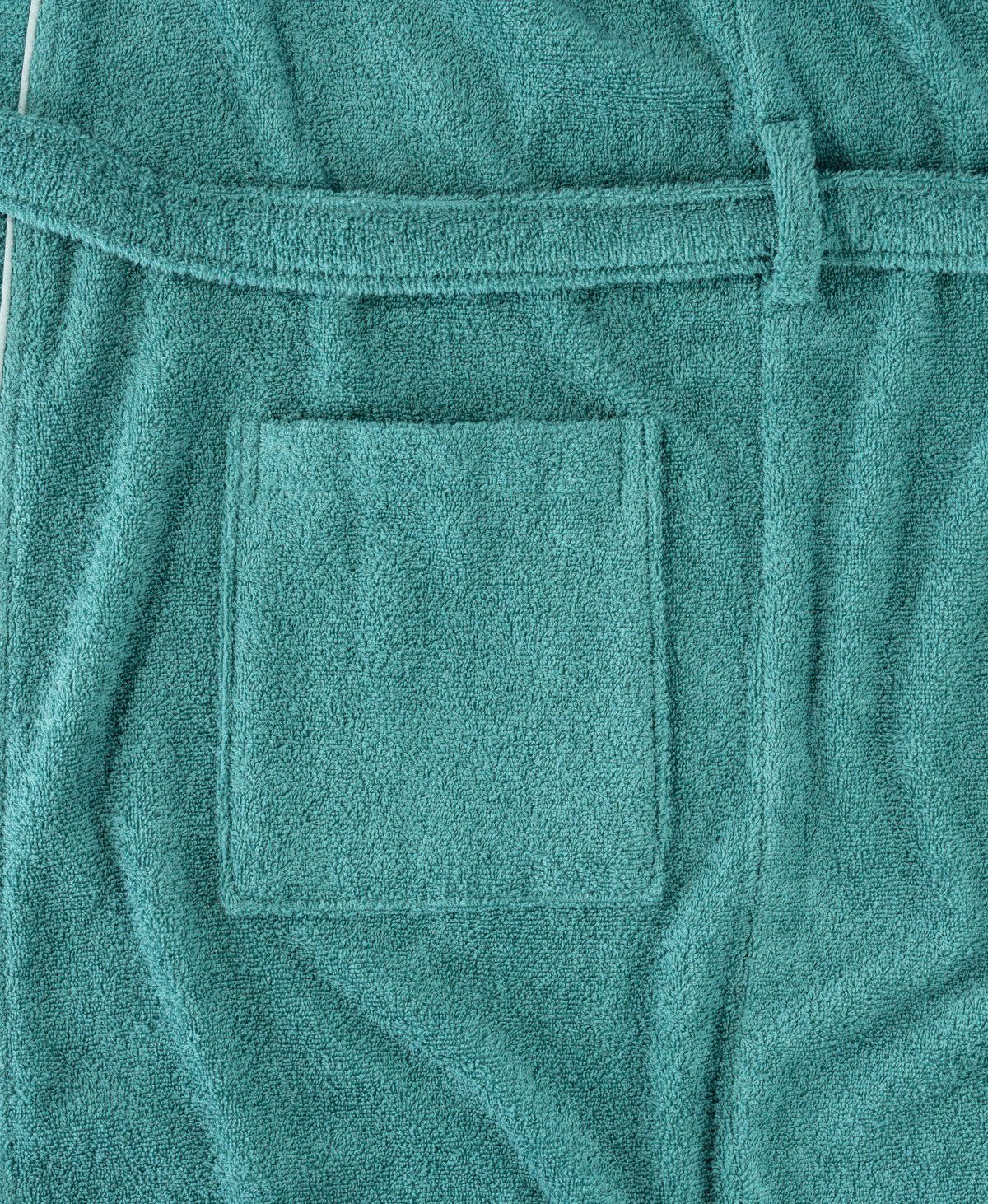 Chiemsee Bademantel Chiemsee Bademantel Logostickerei smaragd Langform, auf und Baumwolle, Herren, der Gürtel, Venice für Damen Brust Kimono-Kragen