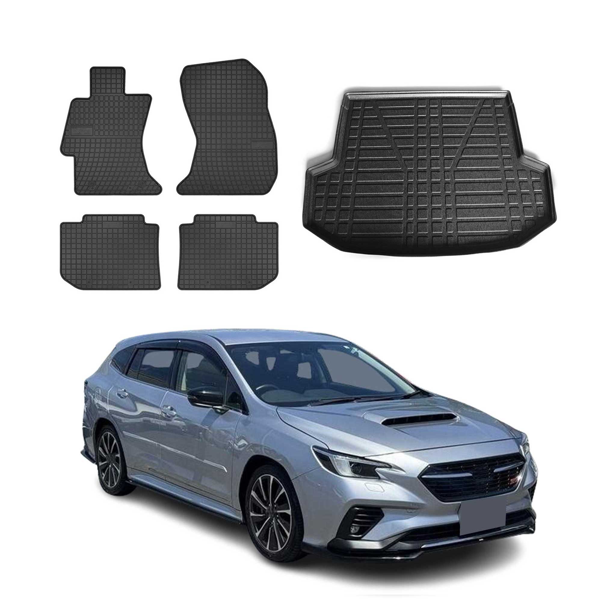 OMAC Auto-Fußmatten Fußmatten & Kofferraumwanne Set für Subaru Levorg 2014-2025 Gummi (5 St), für Subaru Levorg 2014-2025 Subaru Levorg 2014-2025, Einfache Installation,Antirutsch,Leicht zu reinigen