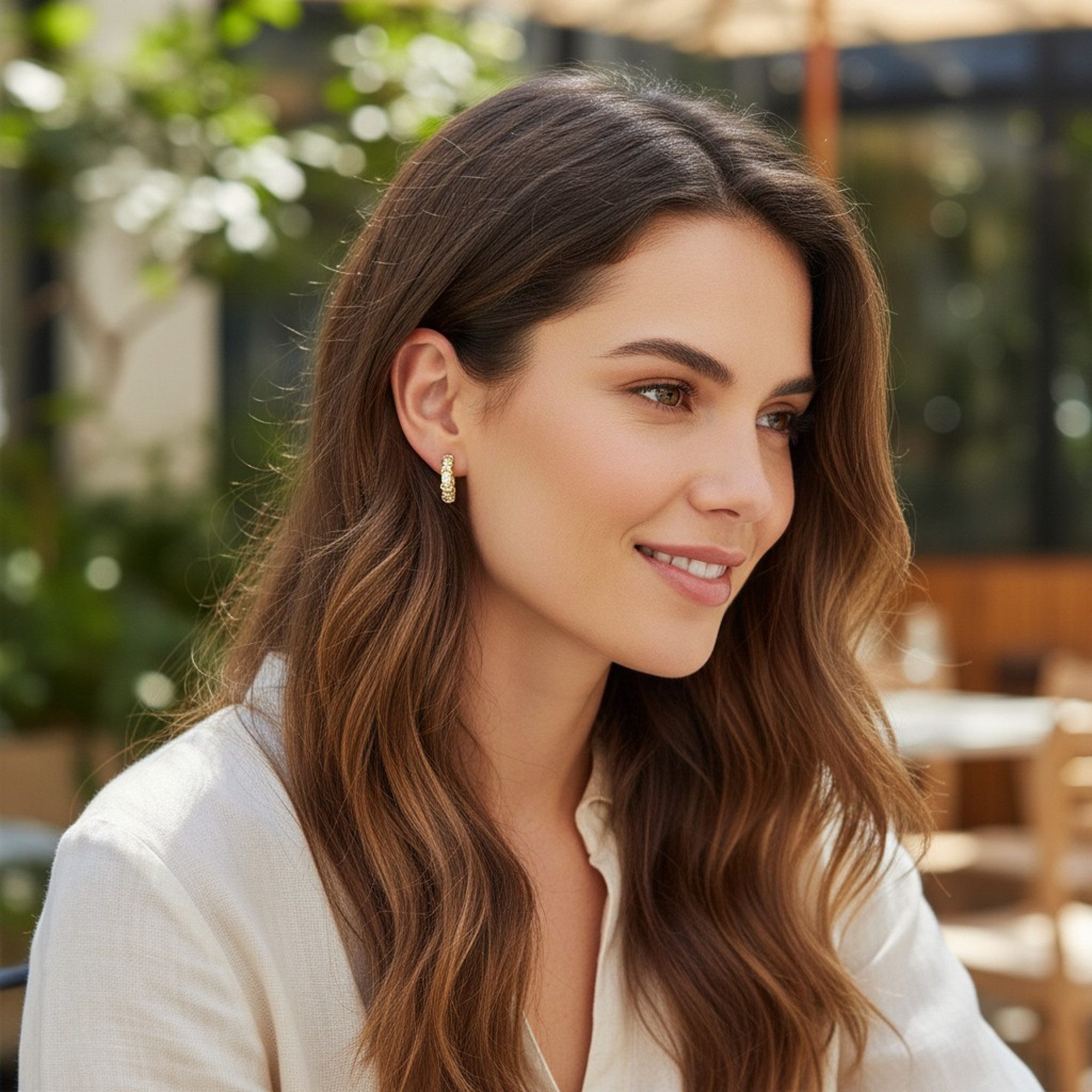 KARMA Creolen-Set Damenohrringe Halbreolen mit Zirkonen besetzt (Funkelnder günstig online kaufen