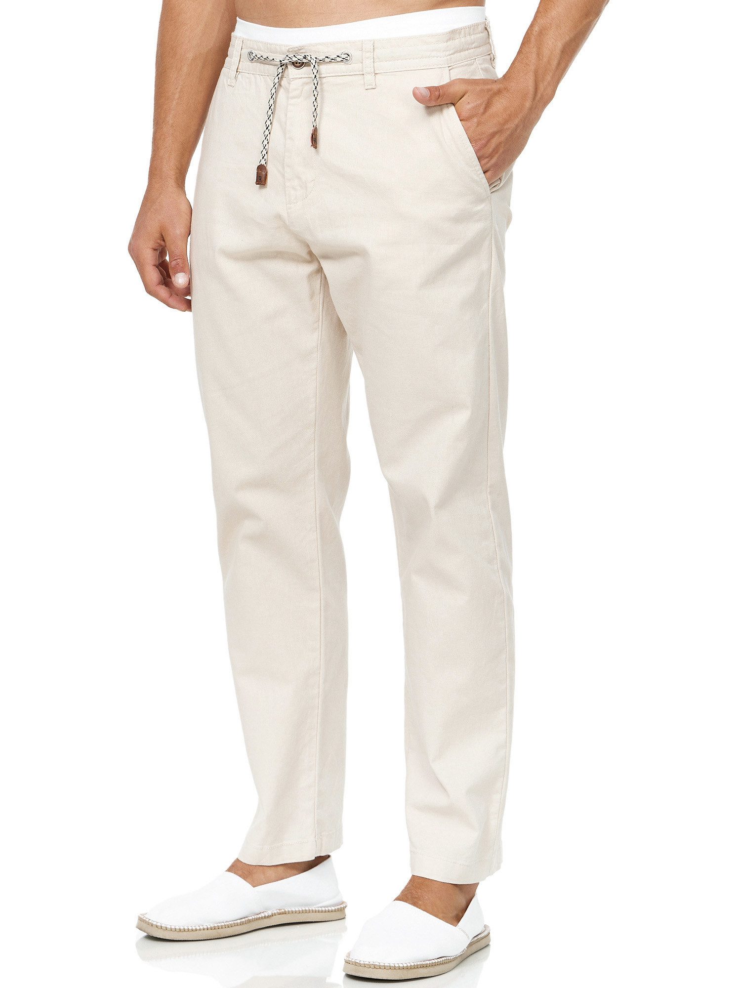 Indicode Leinenhose Herren Veneto Sommerhose Leinen Herrenhose leichte Sommerhose mit Kordelzug