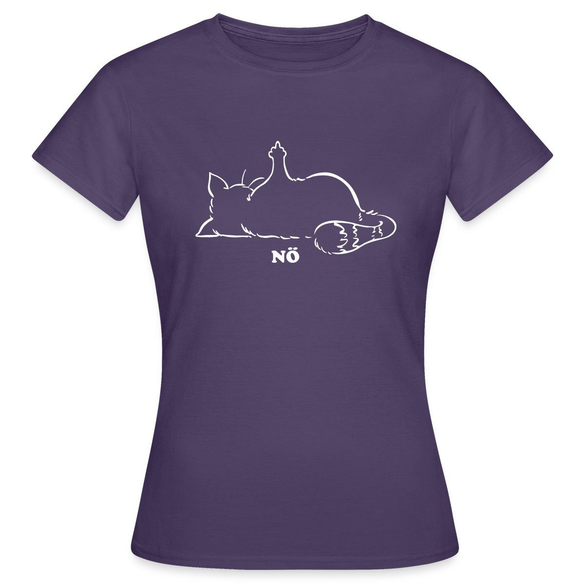 Spreadshirt T-Shirt Katze Nö Neinsager Mittelfinger günstig online kaufen