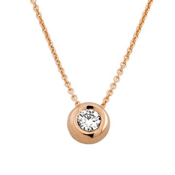 Stella-Jewellery Goldkette 585er Gold Collier mit Diamant 0,05ct. Diamant (inkl. Etui), Diamanten Solitaire Ankerkette Brilliant