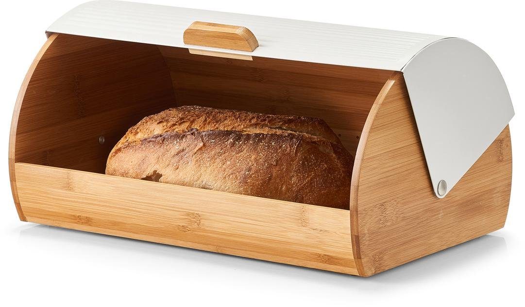 Maße Brotkasten, 19 ca. x 27 Zeller weiß 39 cm Present x Metall, (1-tlg), Bambus,